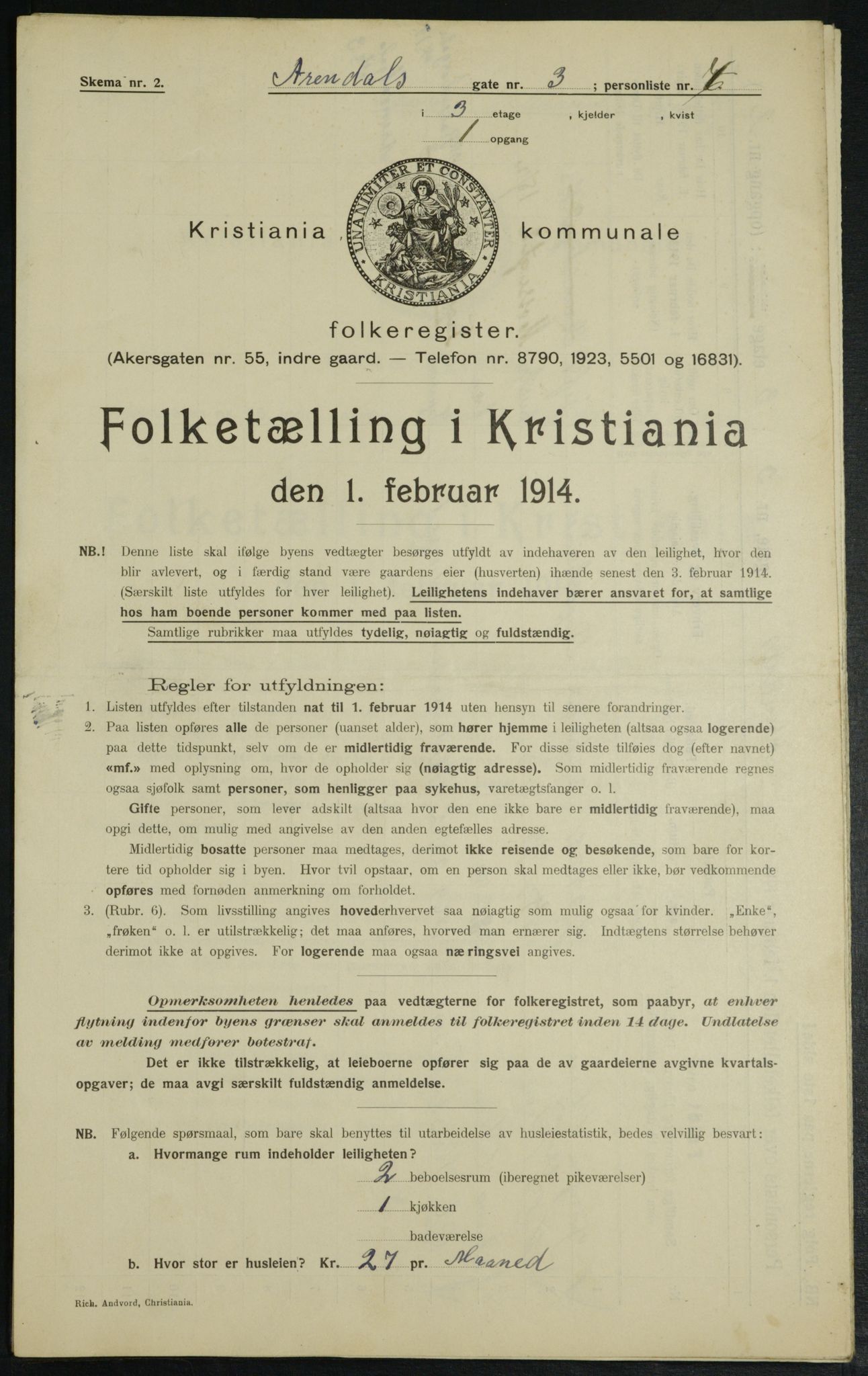 OBA, Municipal Census 1914 for Kristiania, 1914, p. 2083