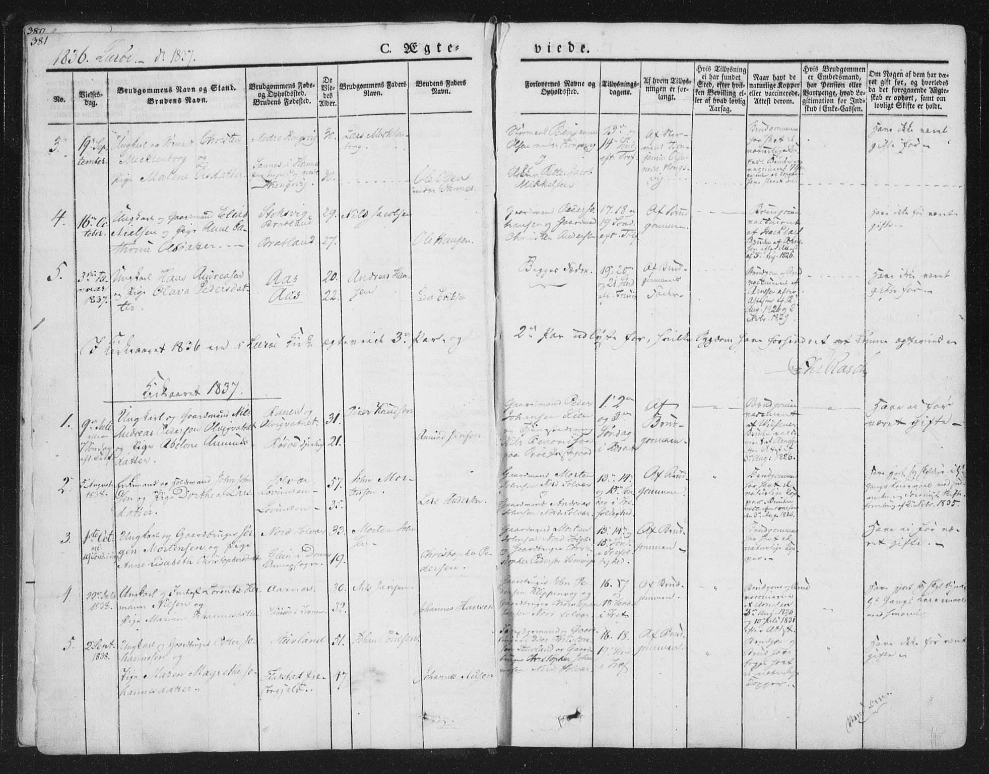 Ministerialprotokoller, klokkerbøker og fødselsregistre - Nordland, SAT/A-1459/839/L0566: Parish register (official) no. 839A03, 1825-1862, p. 381