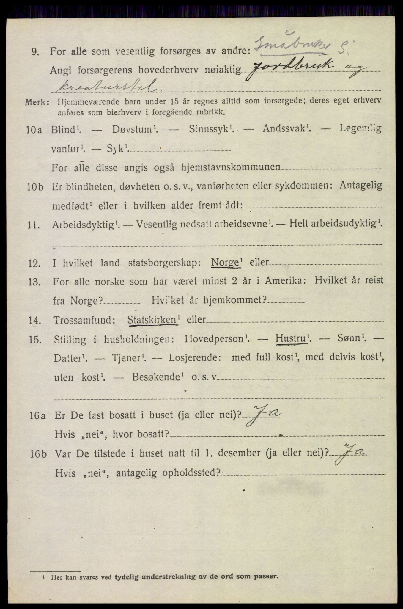 SAH, 1920 census for Ytre Rendal, 1920, p. 1600