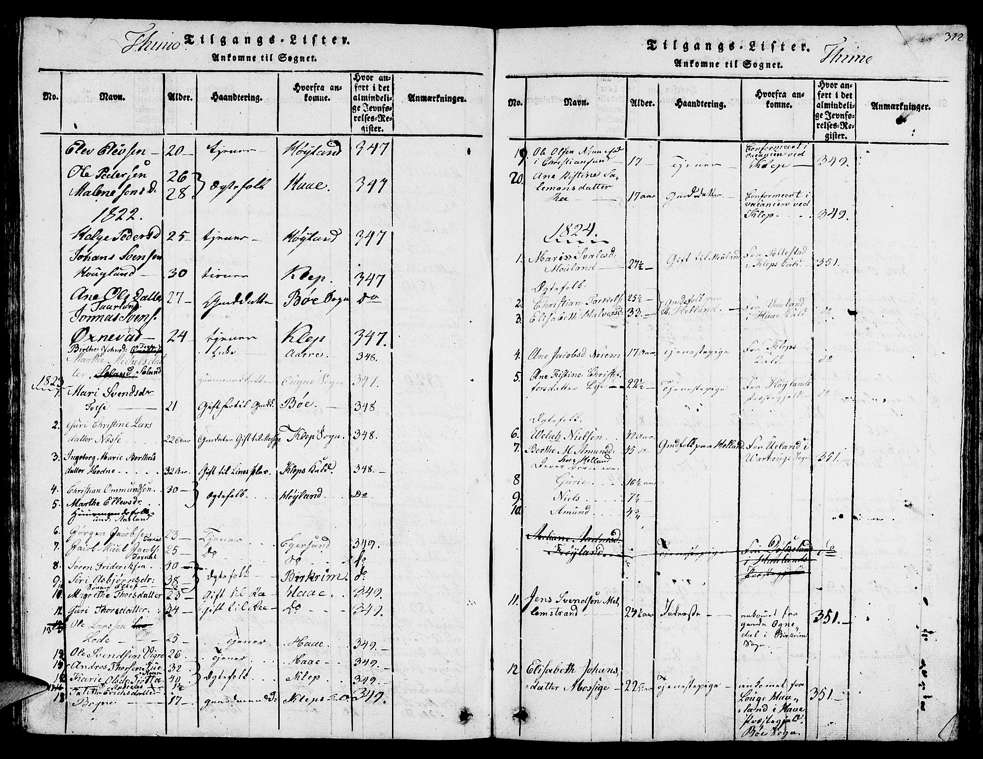 Lye sokneprestkontor, SAST/A-101794/001/30BB/L0001: Parish register (copy) no. B 1 /1, 1816-1826, p. 312
