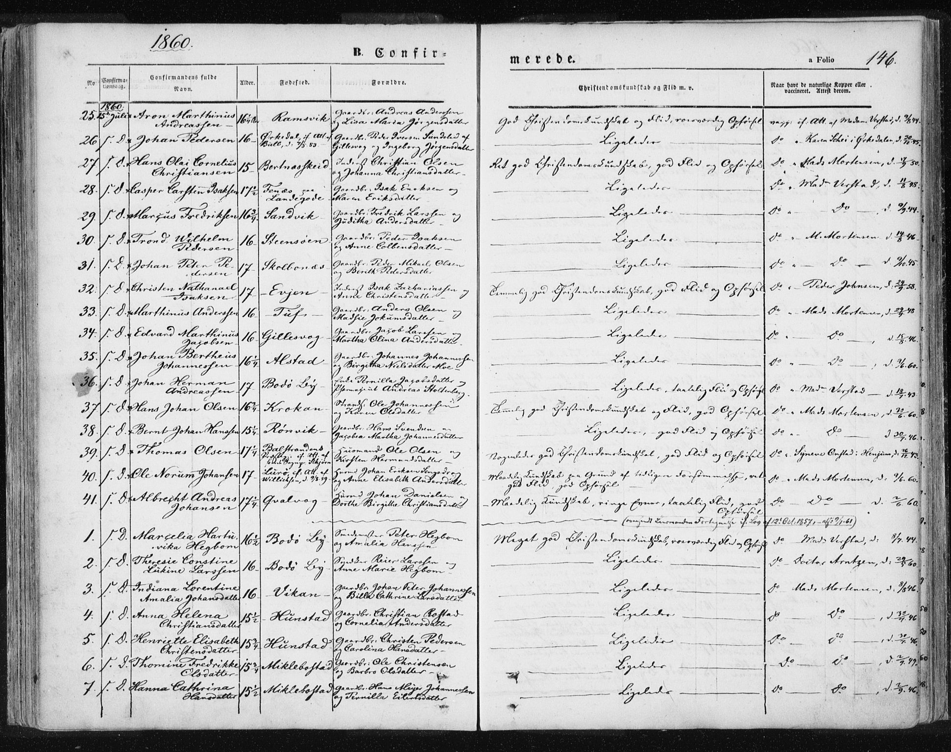 Ministerialprotokoller, klokkerbøker og fødselsregistre - Nordland, SAT/A-1459/801/L0007: Parish register (official) no. 801A07, 1845-1863, p. 146