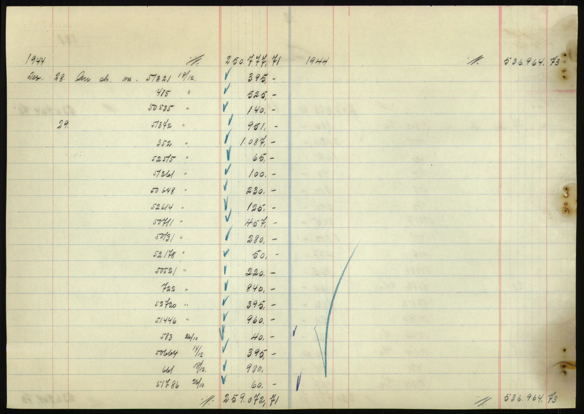 Forsvarsdepartementet, 10. kontor / Oppgjørskontoret, AV/RA-RAFA-1225/D/Db/L0180: Lista oppgjørskontor, 1942-1952, p. 1874