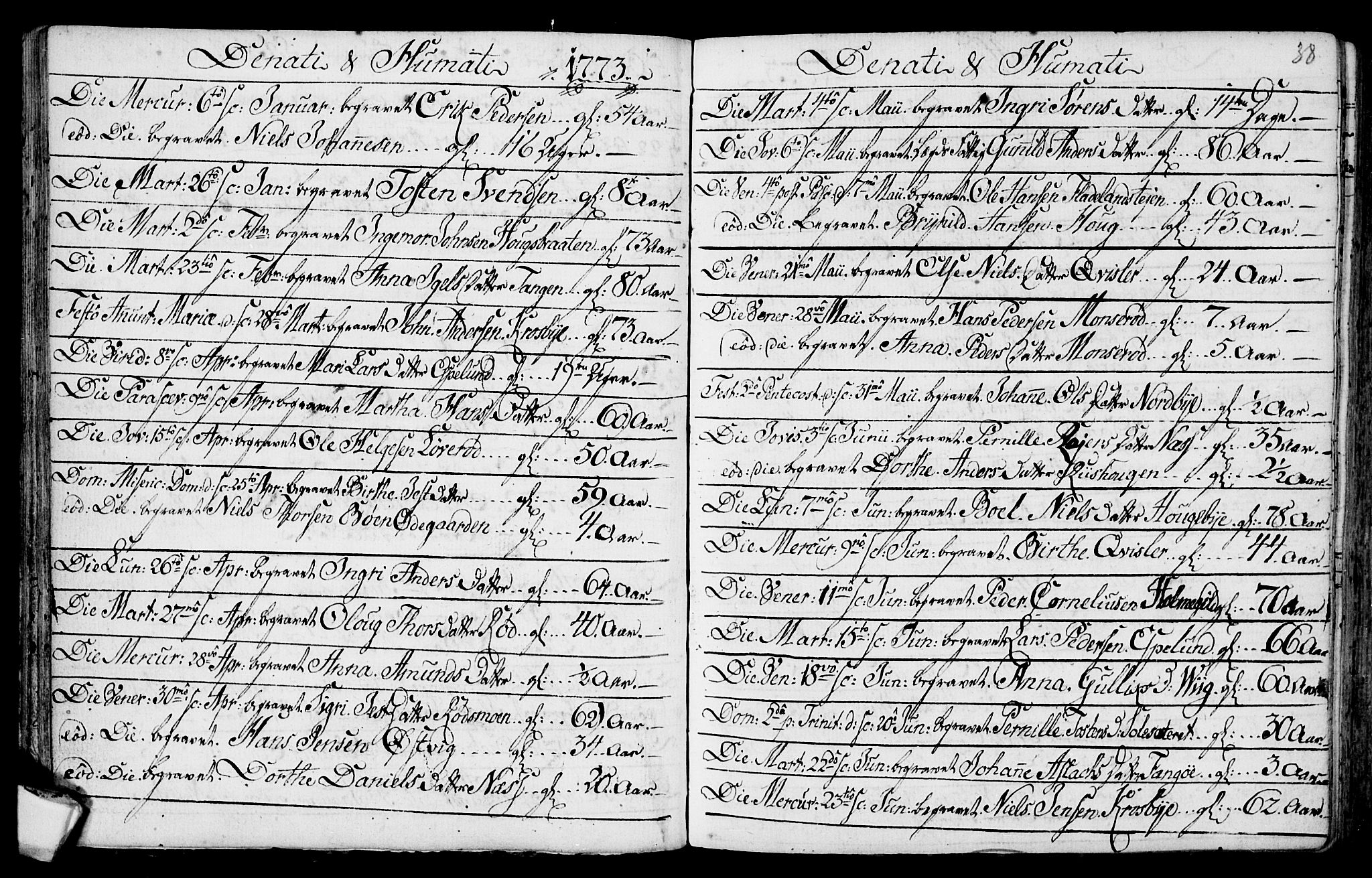 Aremark prestekontor Kirkebøker, AV/SAO-A-10899/F/Fa/L0003: Parish register (official) no. I 3, 1745-1795, p. 38