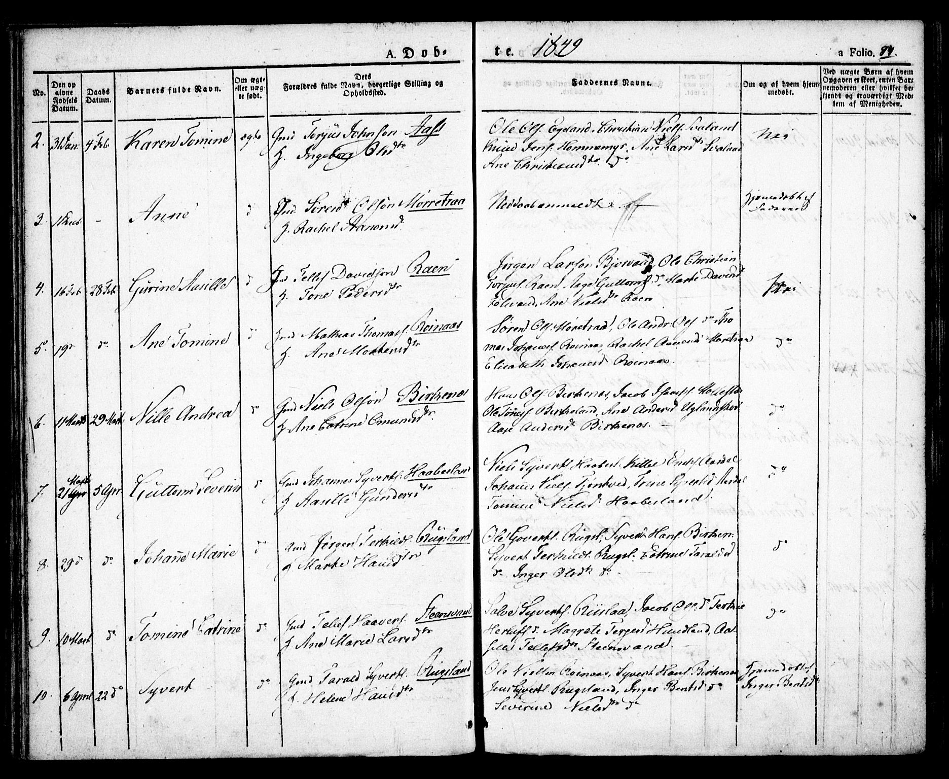 Birkenes sokneprestkontor, SAK/1111-0004/F/Fa/L0001: Parish register (official) no. A 1, 1829-1849, p. 84