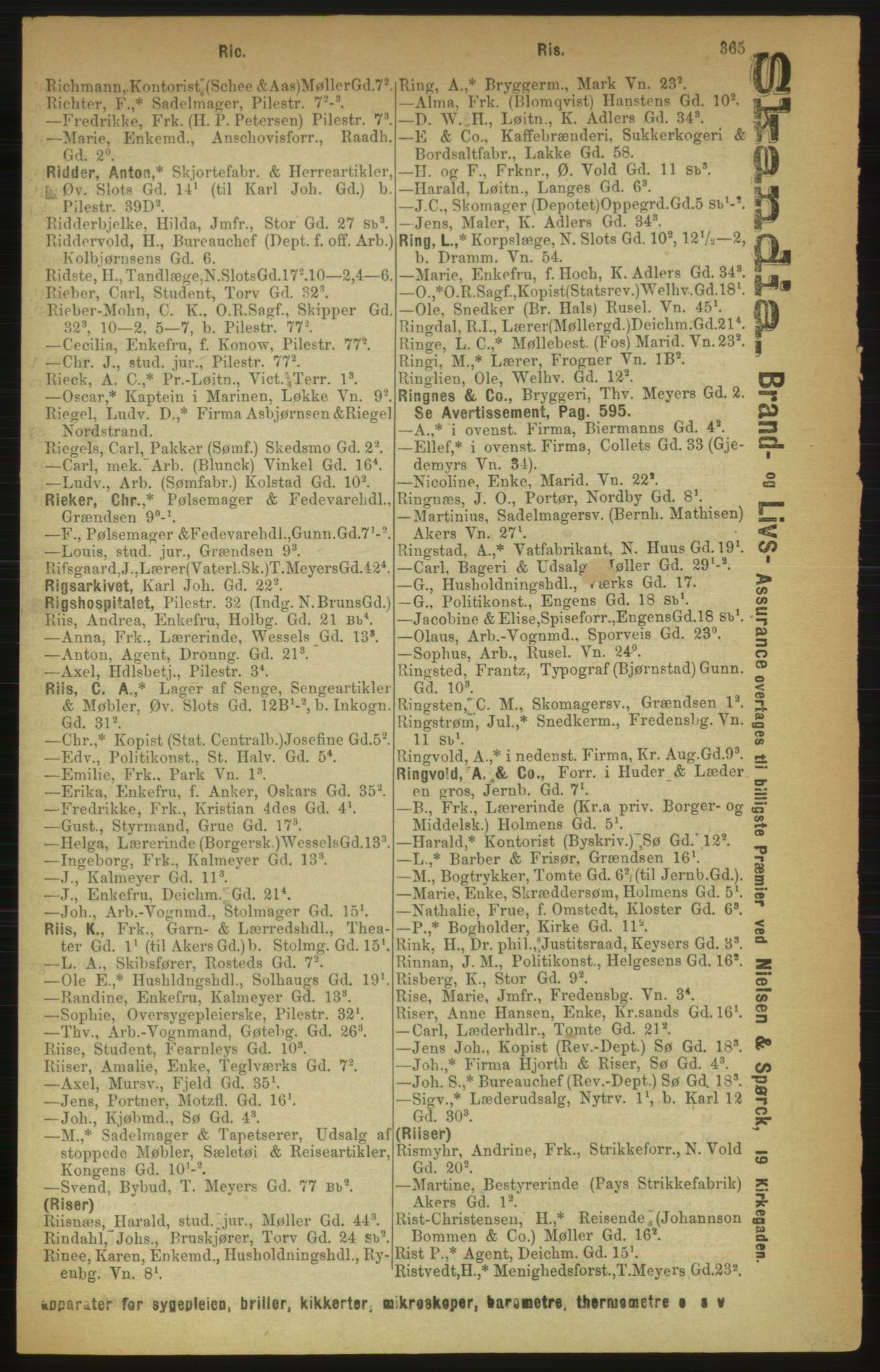 Kristiania/Oslo adressebok, PUBL/-, 1888, p. 365