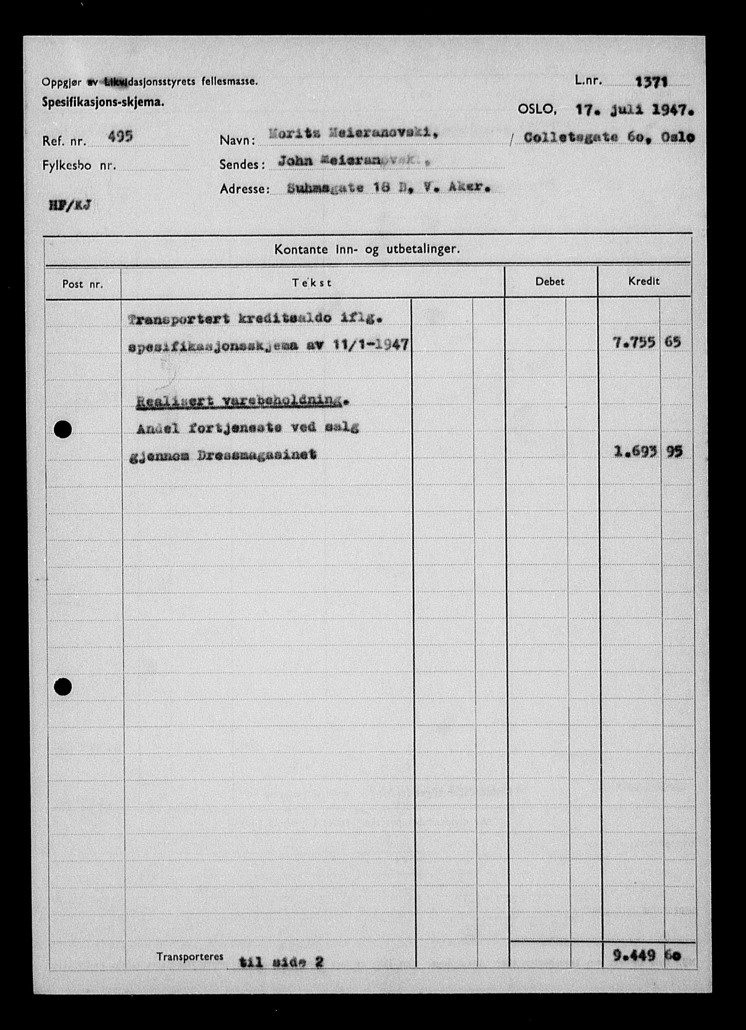 Justisdepartementet, Tilbakeføringskontoret for inndratte formuer, RA/S-1564/H/Hc/Hcc/L0963: --, 1945-1947, p. 141