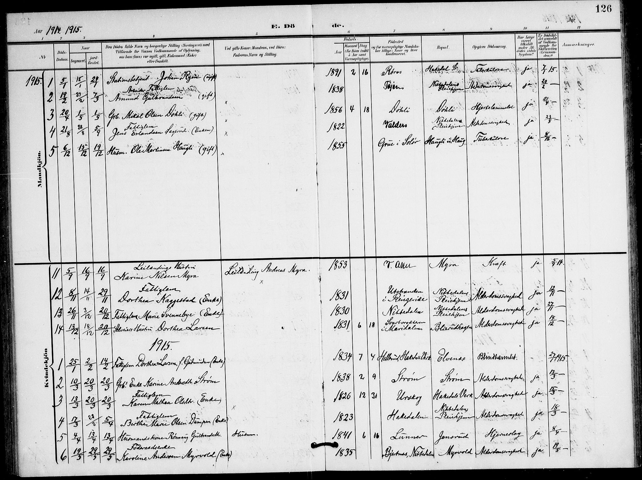 Nittedal prestekontor Kirkebøker, AV/SAO-A-10365a/F/Fb/L0002: Parish register (official) no. II 2, 1902-1921, p. 126