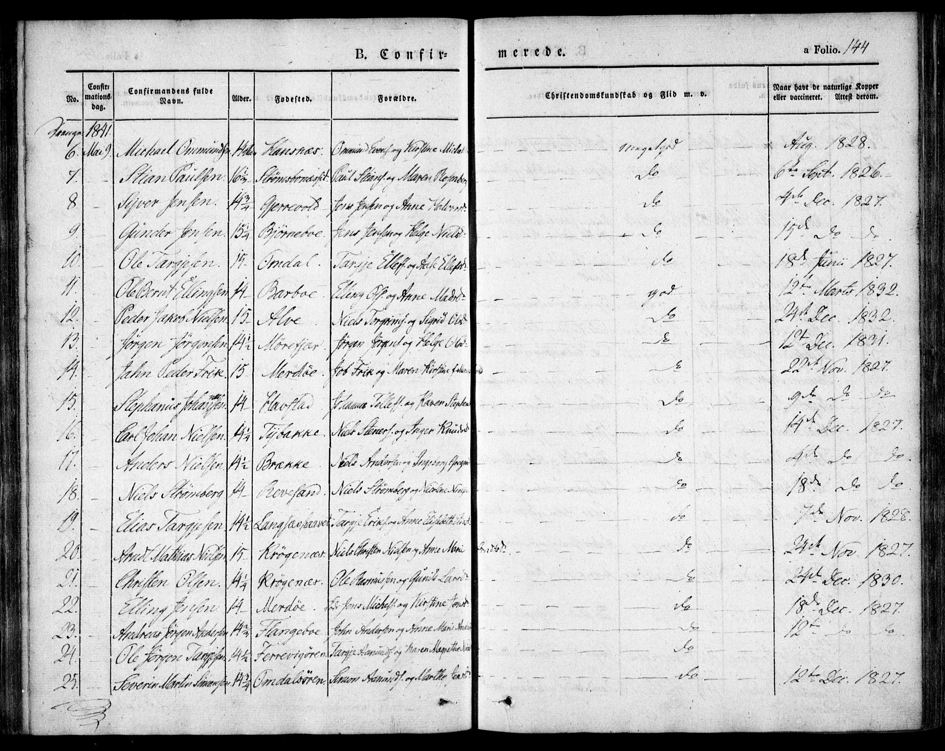 Tromøy sokneprestkontor, AV/SAK-1111-0041/F/Fa/L0004: Parish register (official) no. A 4, 1837-1846, p. 144