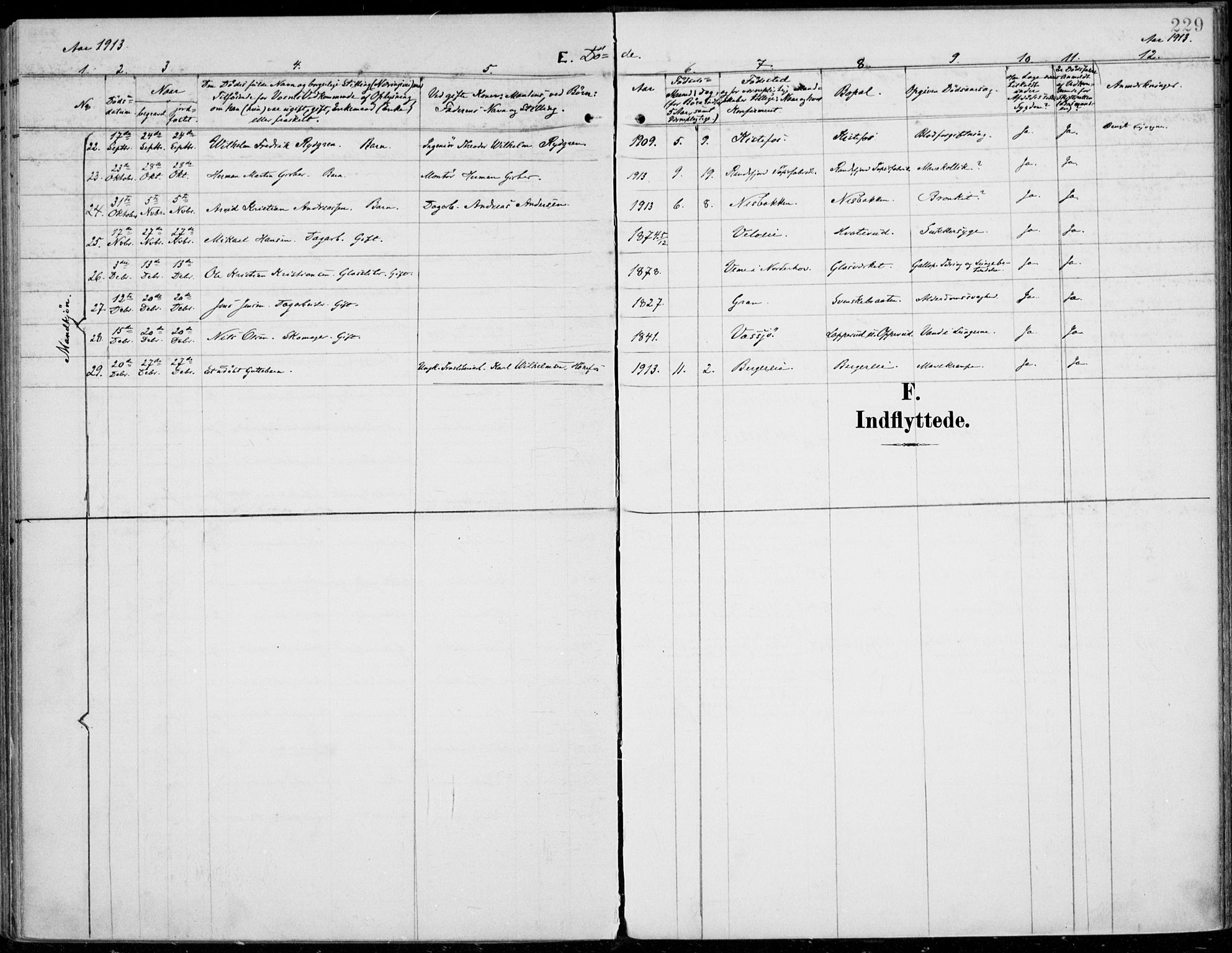 Jevnaker prestekontor, AV/SAH-PREST-116/H/Ha/Haa/L0011: Parish register (official) no. 11, 1902-1913, p. 229