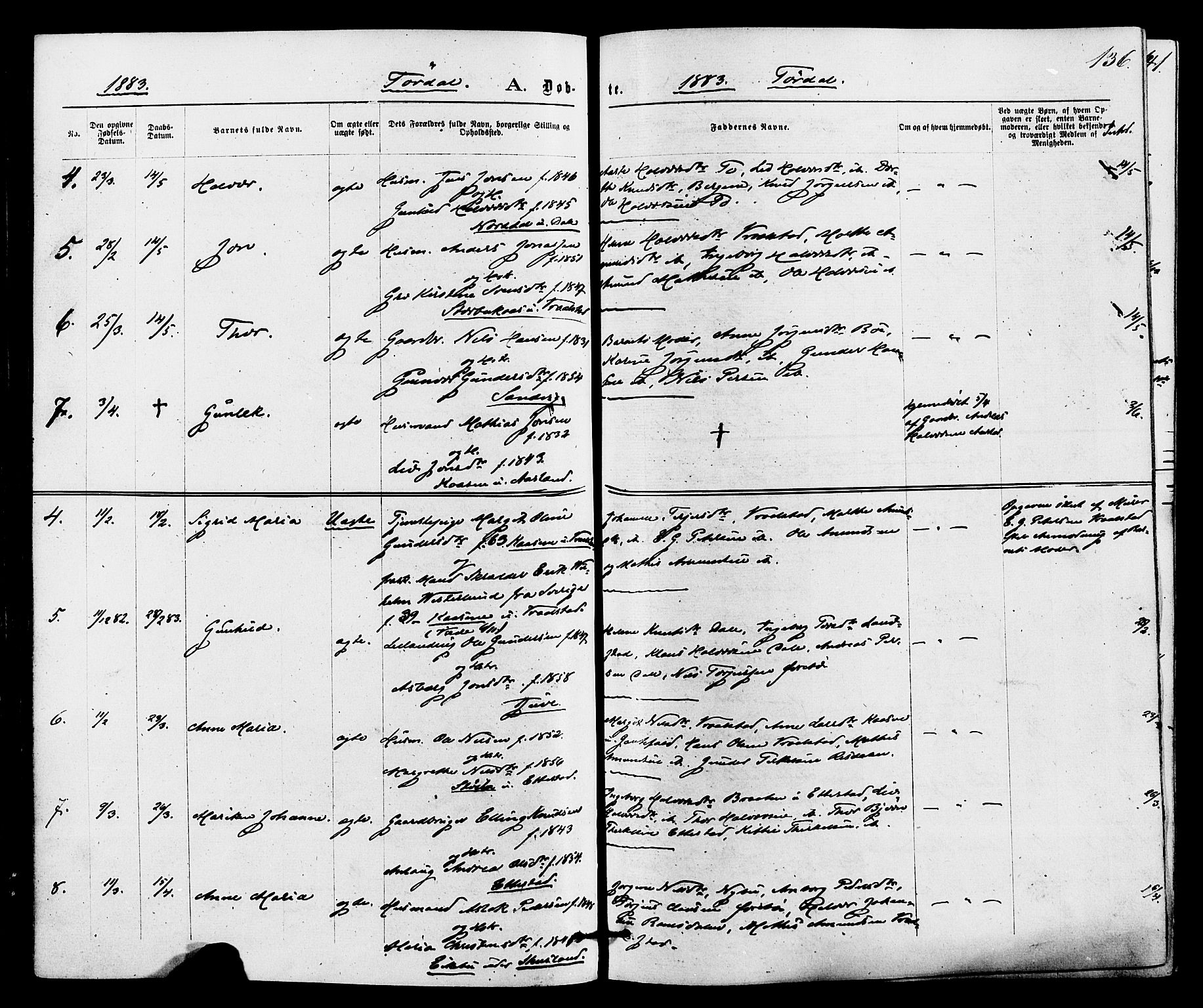 Drangedal kirkebøker, SAKO/A-258/F/Fa/L0009: Parish register (official) no. 9 /2, 1872-1884, p. 136