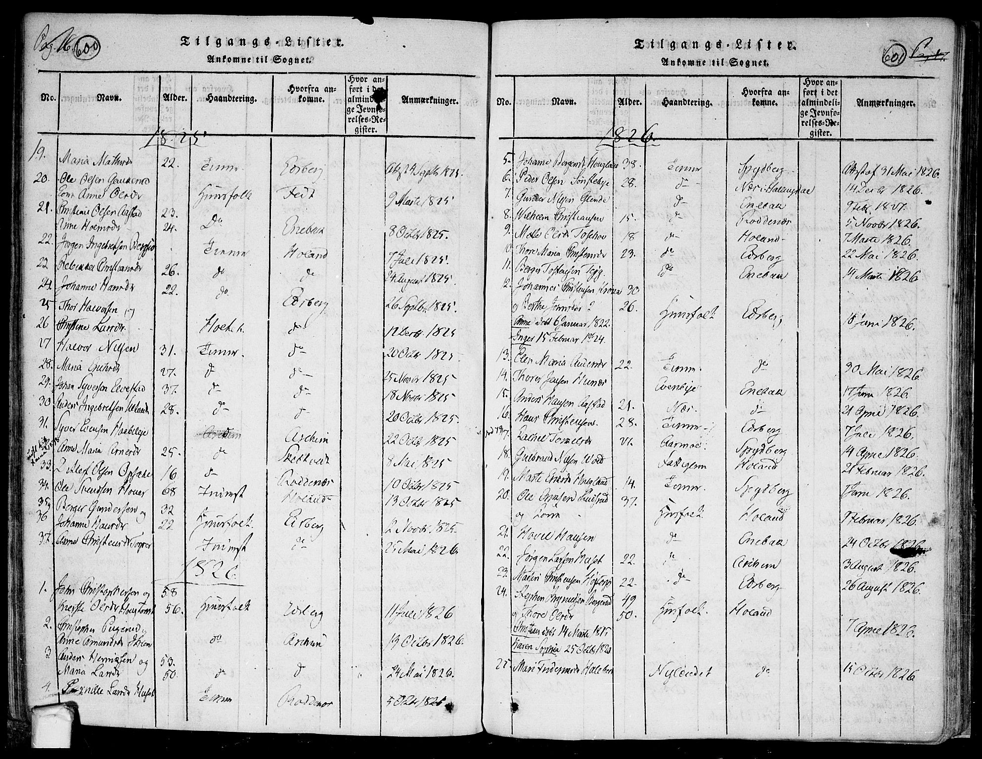 Trøgstad prestekontor Kirkebøker, AV/SAO-A-10925/F/Fa/L0006: Parish register (official) no. I 6, 1815-1844, p. 600-601