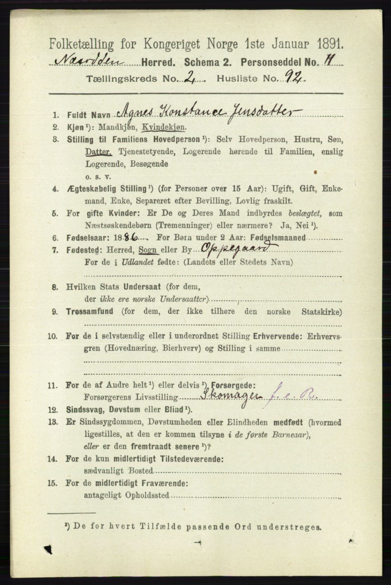 RA, 1891 census for 0216 Nesodden, 1891, p. 953