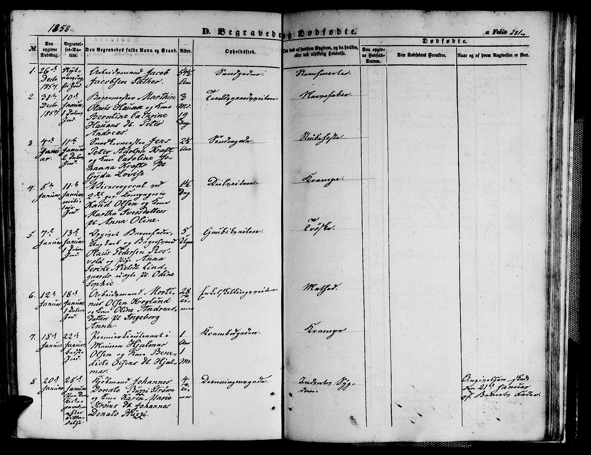 Ministerialprotokoller, klokkerbøker og fødselsregistre - Sør-Trøndelag, SAT/A-1456/602/L0138: Parish register (copy) no. 602C06, 1853-1858, p. 281