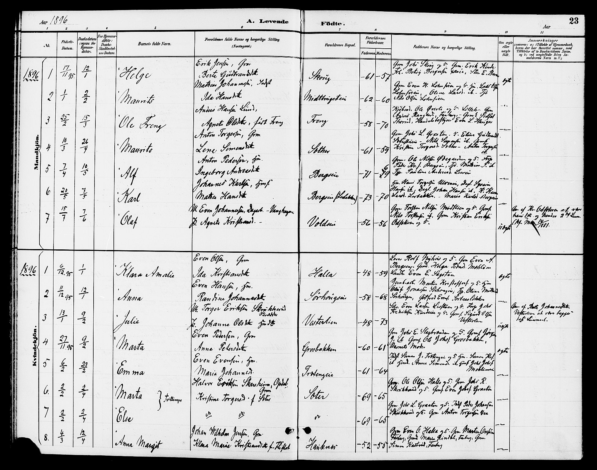 Ringsaker prestekontor, AV/SAH-PREST-014/L/La/L0013: Parish register (copy) no. 13, 1891-1904, p. 23