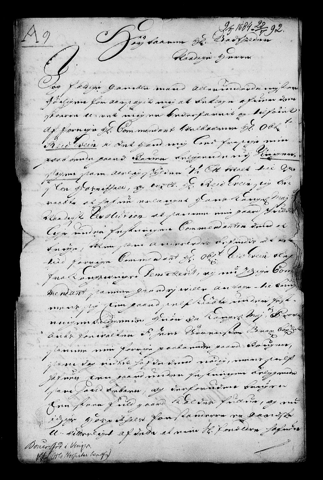 Stattholderembetet 1572-1771, RA/EA-2870/Af/L0004: Avskrifter av vedlegg til originale supplikker, nummerert i samsvar med supplikkbøkene, 1691-1694, p. 213