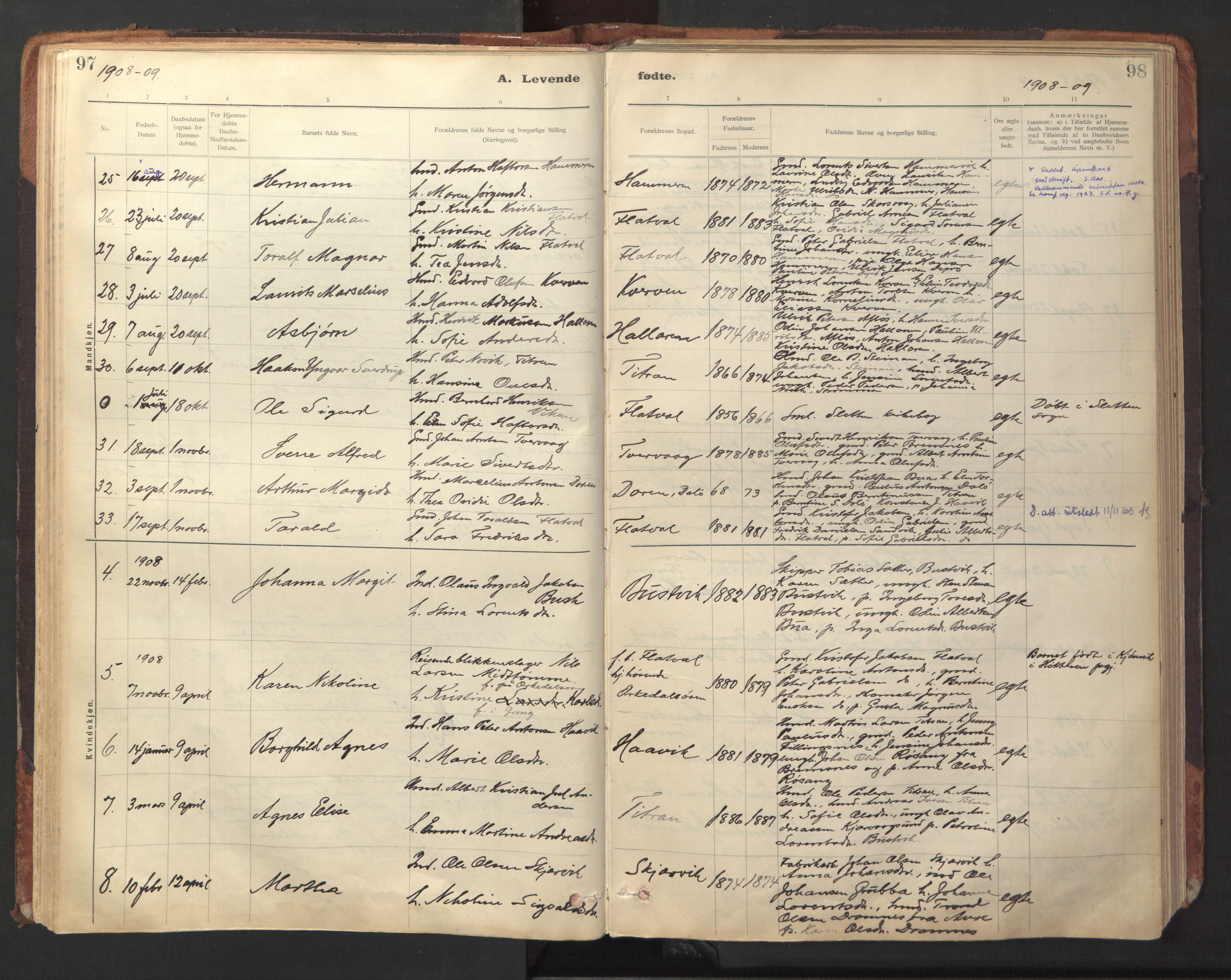 Ministerialprotokoller, klokkerbøker og fødselsregistre - Sør-Trøndelag, SAT/A-1456/641/L0596: Parish register (official) no. 641A02, 1898-1915, p. 97-98