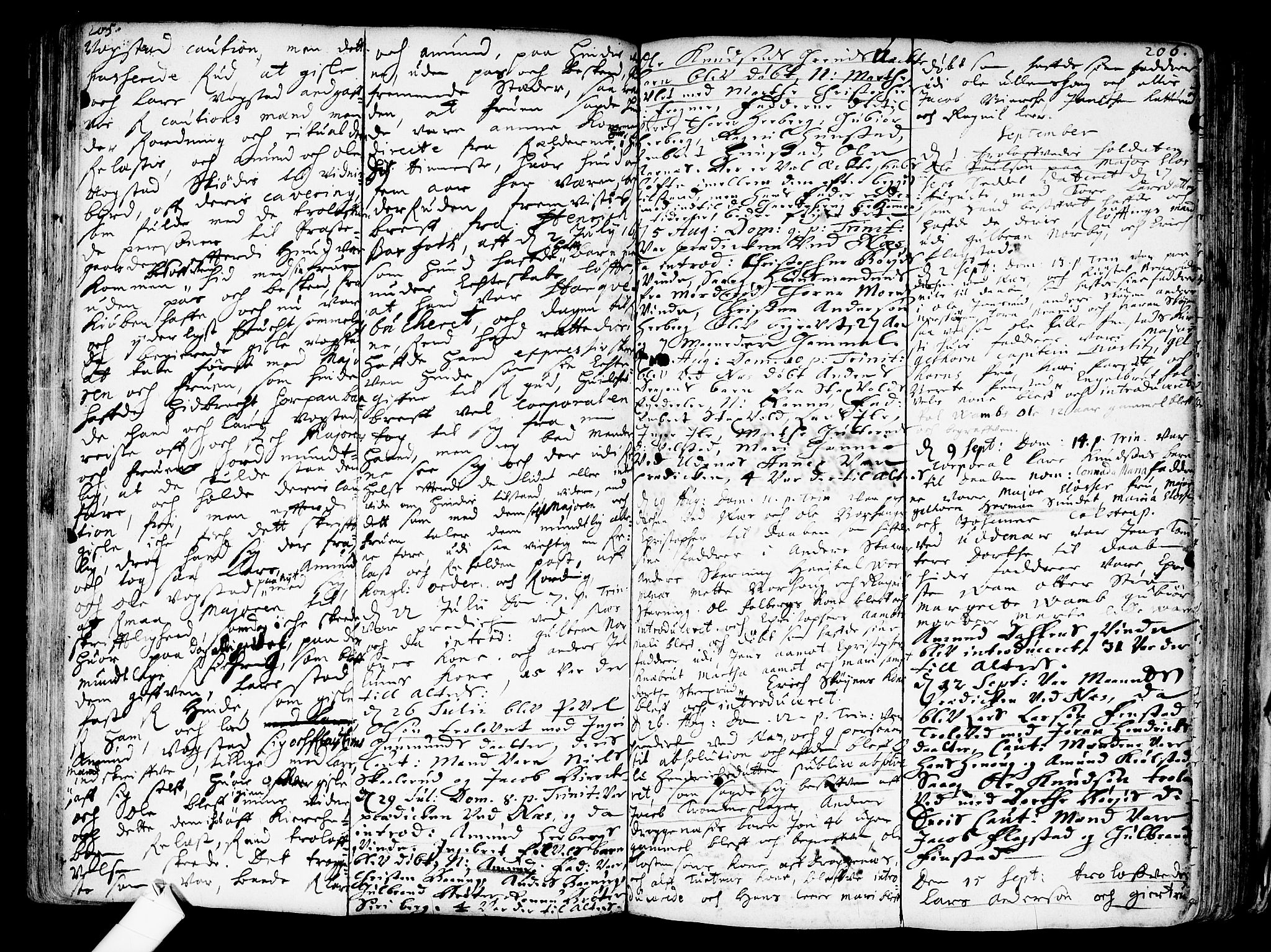 Nes prestekontor Kirkebøker, SAO/A-10410/F/Fa/L0001: Parish register (official) no. I 1, 1689-1716, p. 205-206