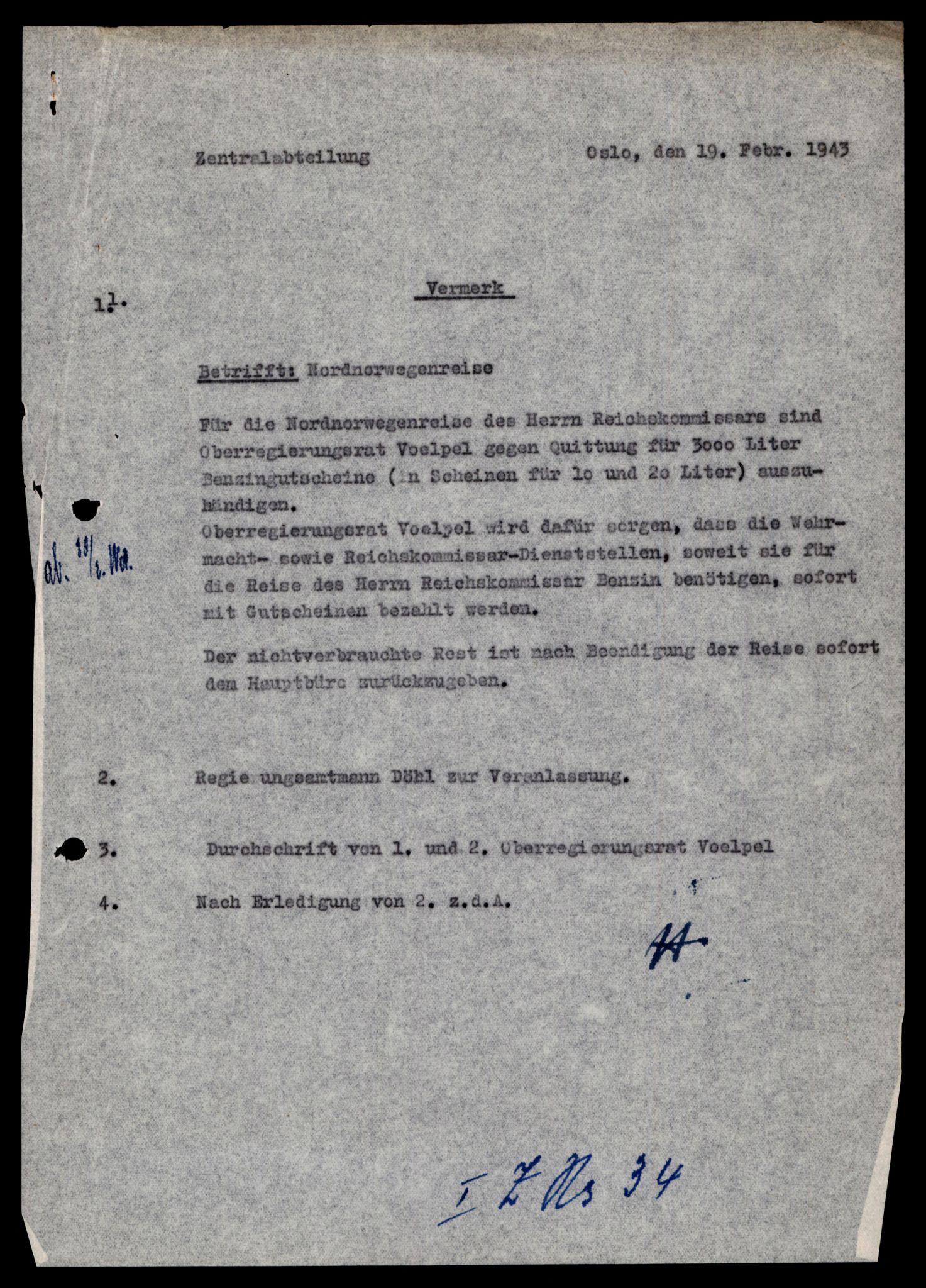 Forsvarets Overkommando. 2 kontor. Arkiv 11.4. Spredte tyske arkivsaker, AV/RA-RAFA-7031/D/Dar/Darb/L0002: Reichskommissariat, 1940-1945, p. 321