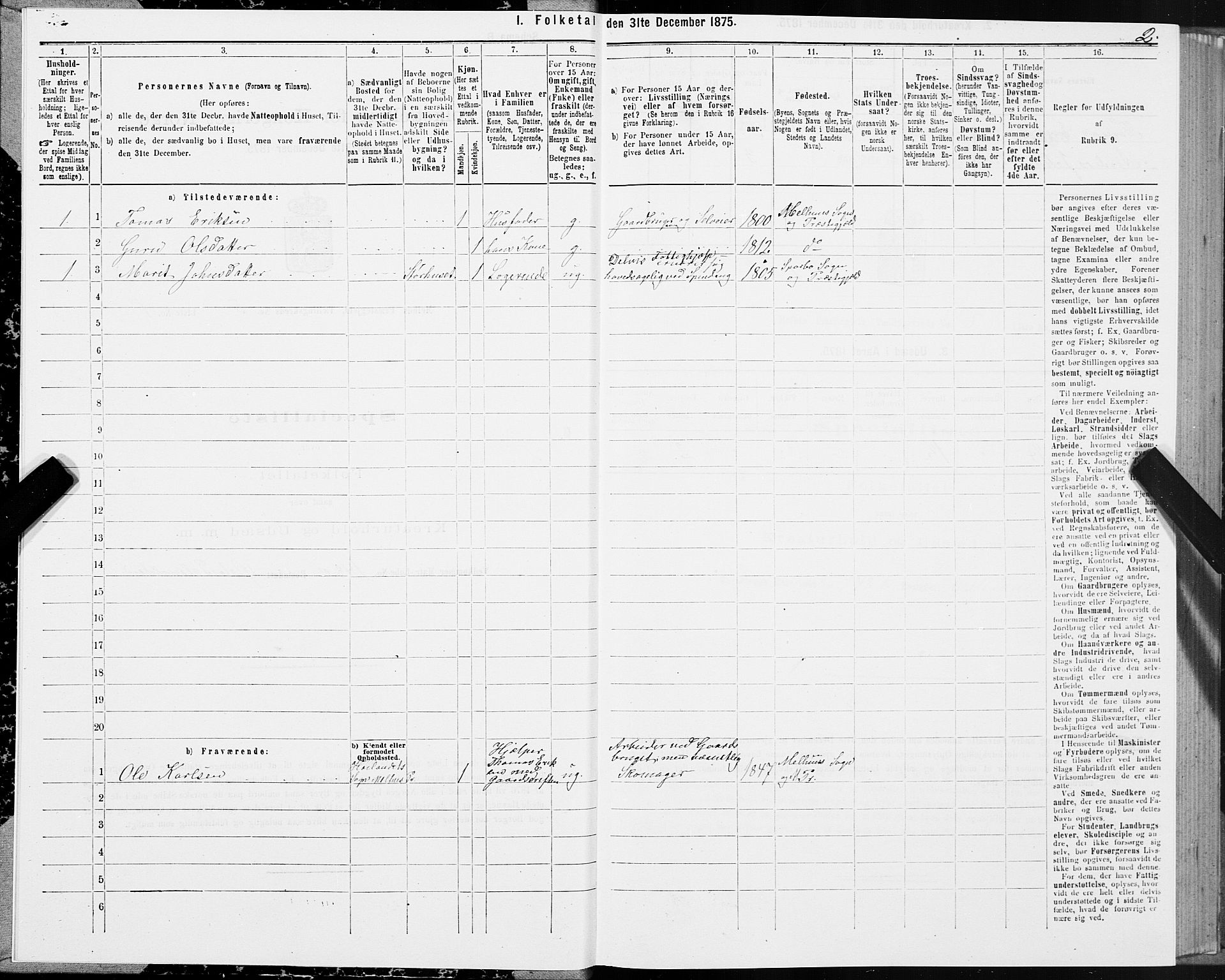 SAT, 1875 census for 1653P Melhus, 1875, p. 4002