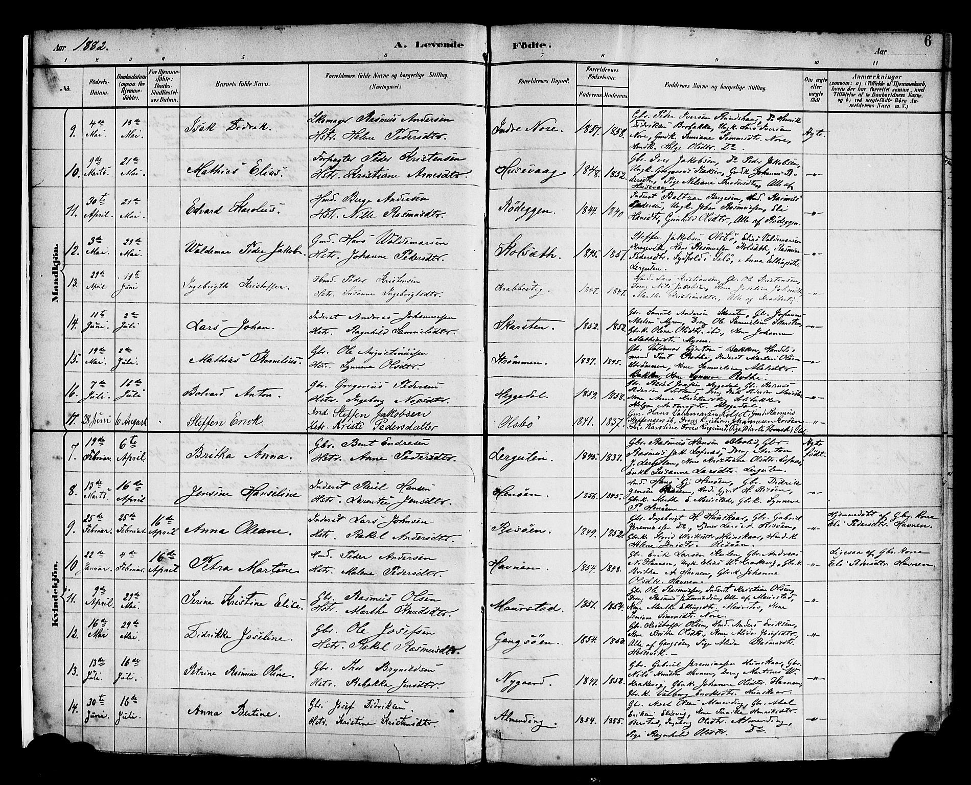 Davik sokneprestembete, SAB/A-79701/H/Haa/Haad/L0001: Parish register (official) no. D 1, 1882-1900, p. 6