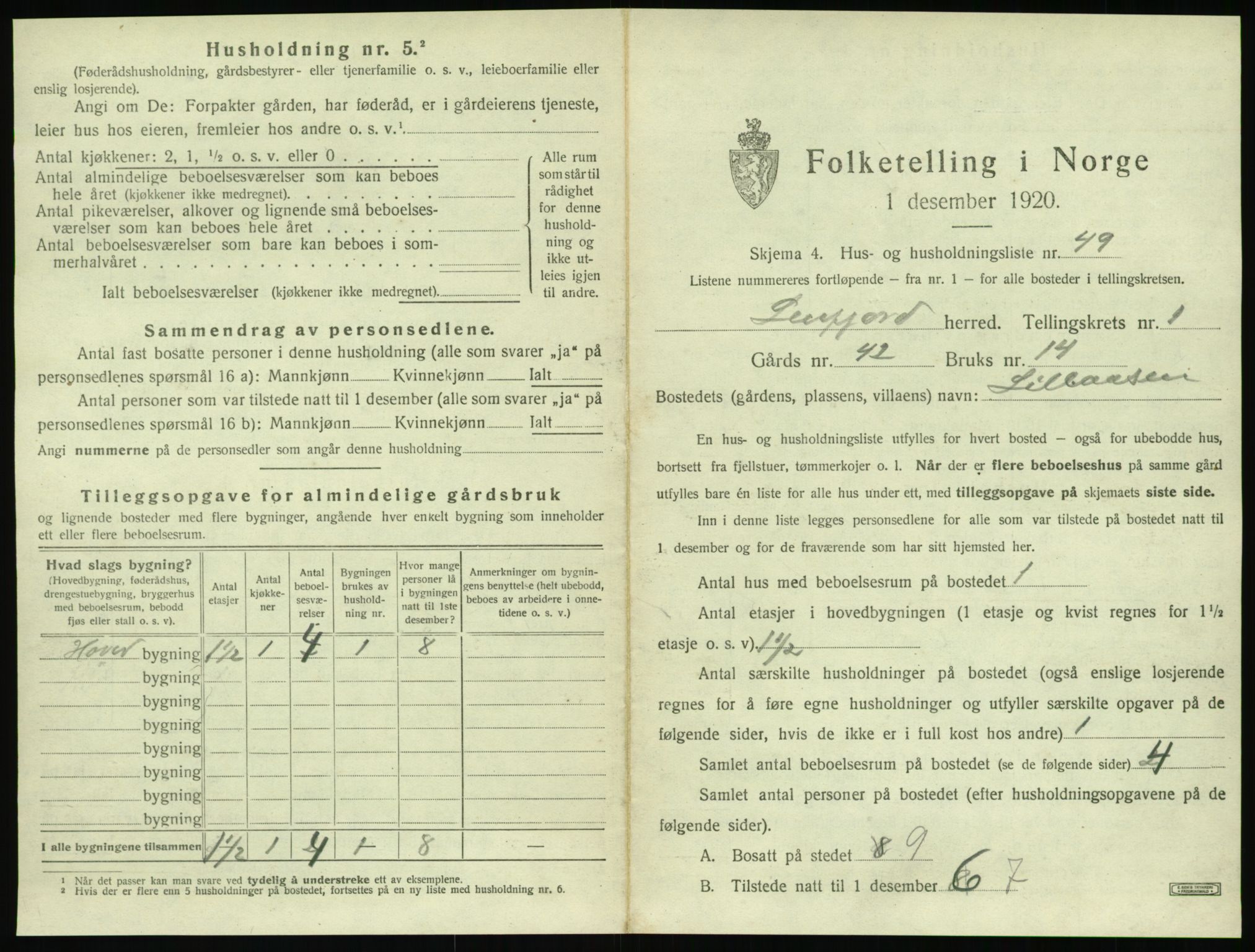 SAT, 1920 census for Leirfjord, 1920, p. 131