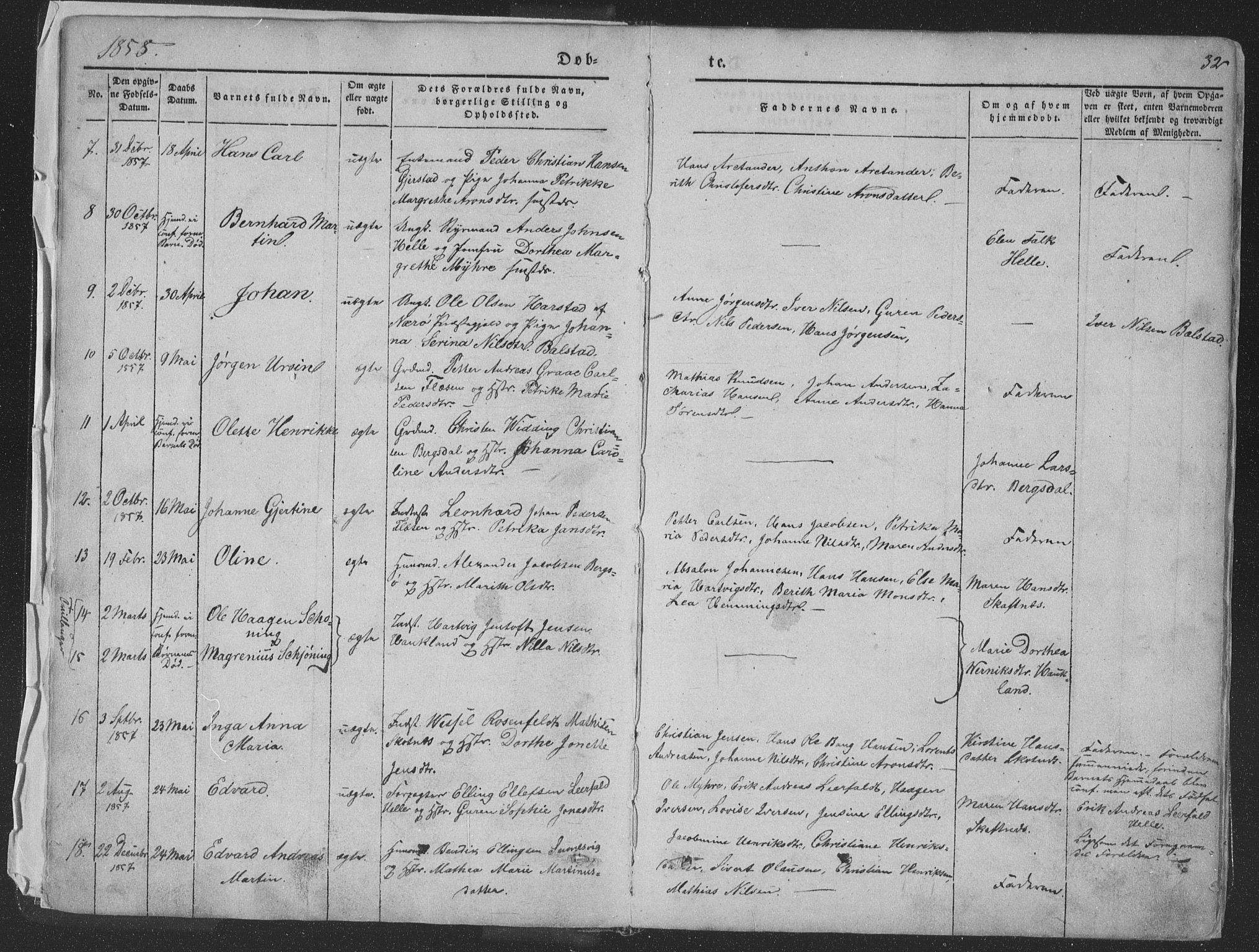 Ministerialprotokoller, klokkerbøker og fødselsregistre - Nordland, AV/SAT-A-1459/881/L1165: Parish register (copy) no. 881C02, 1854-1876, p. 32