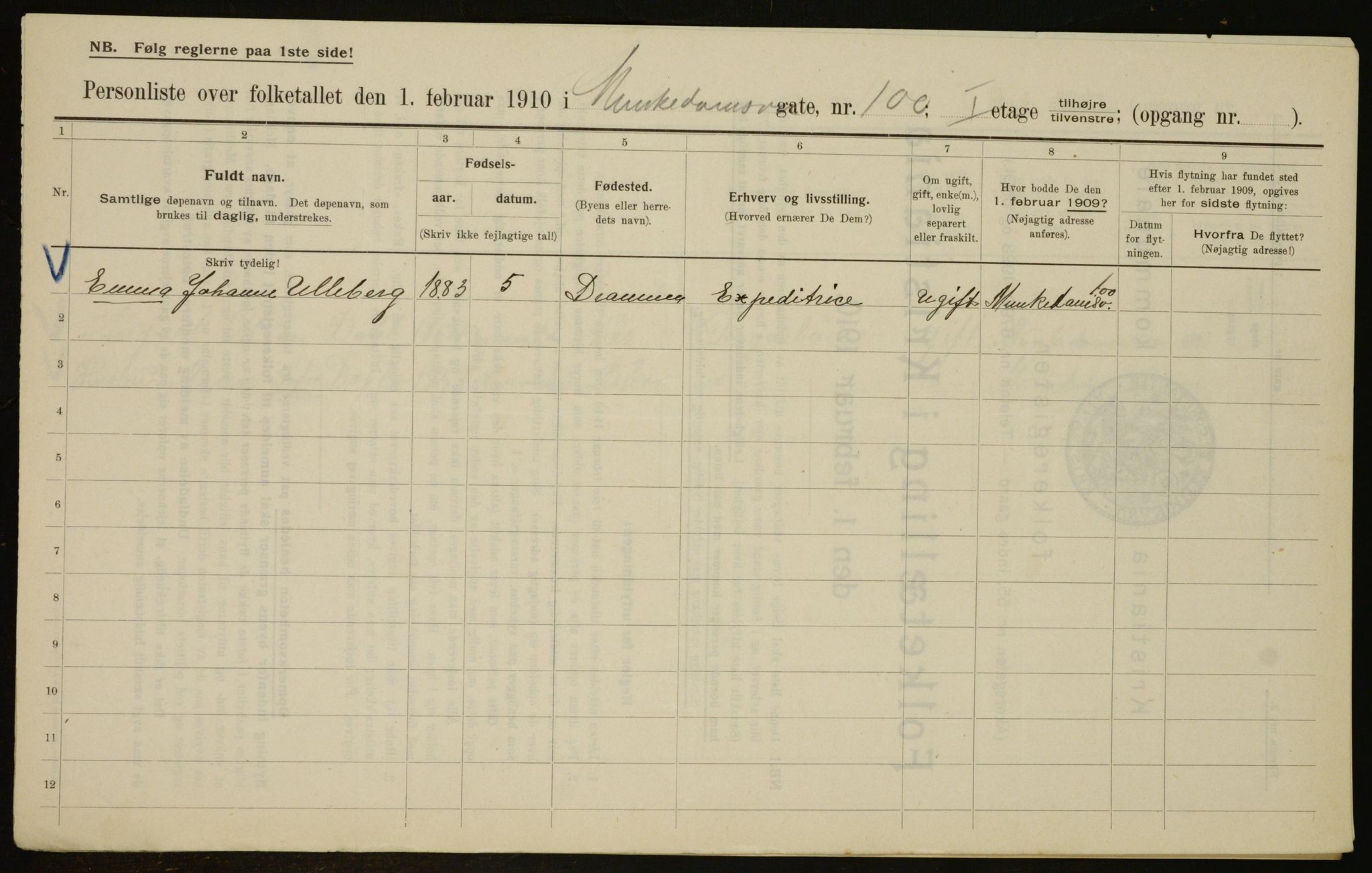 OBA, Municipal Census 1910 for Kristiania, 1910, p. 65593