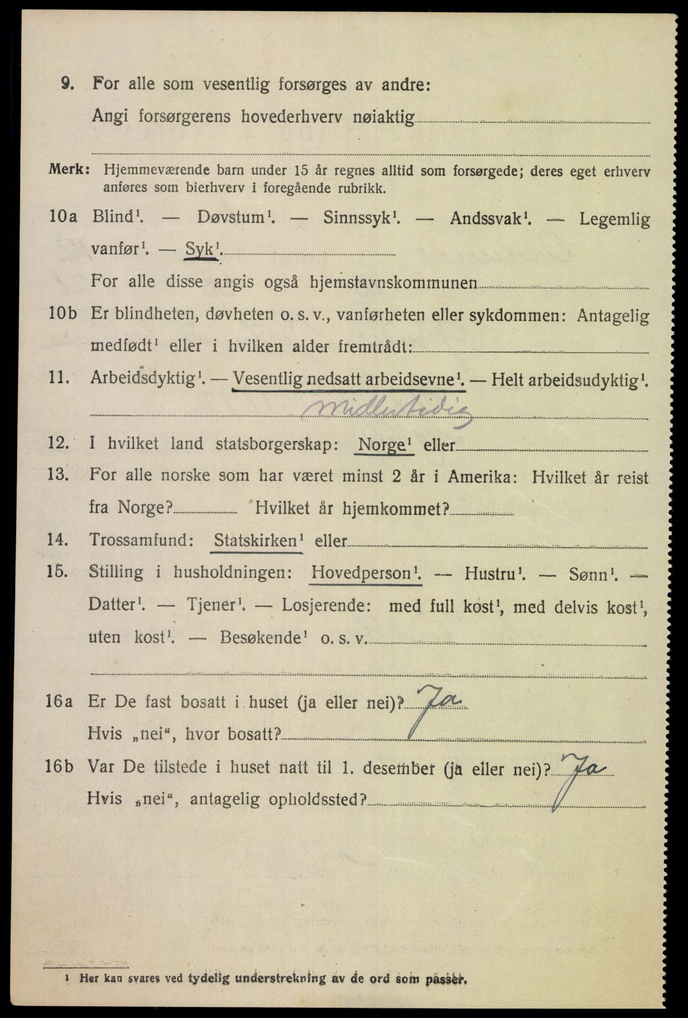 SAK, 1920 census for Oddernes, 1920, p. 6462