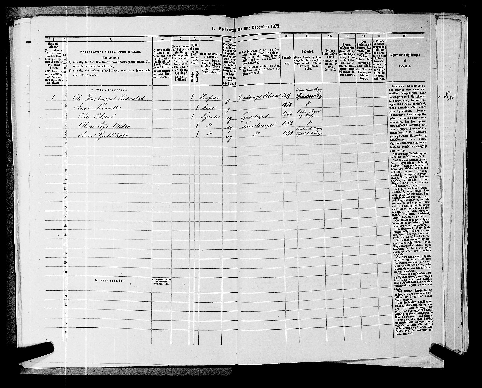 SAKO, 1875 census for 0629P Sandsvær, 1875, p. 1284