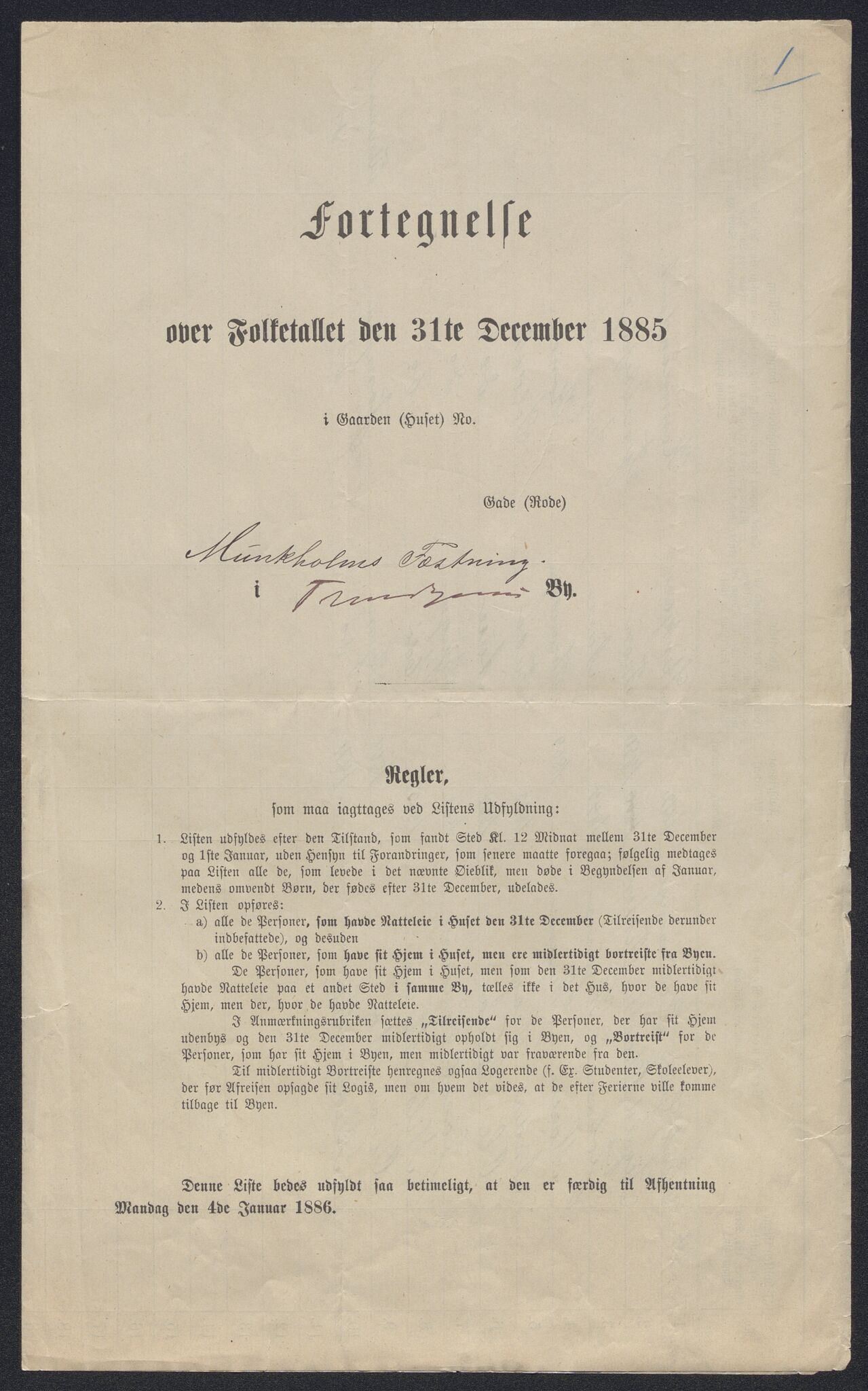 SAT, 1885 census for 1601 Trondheim, 1885, p. 2094