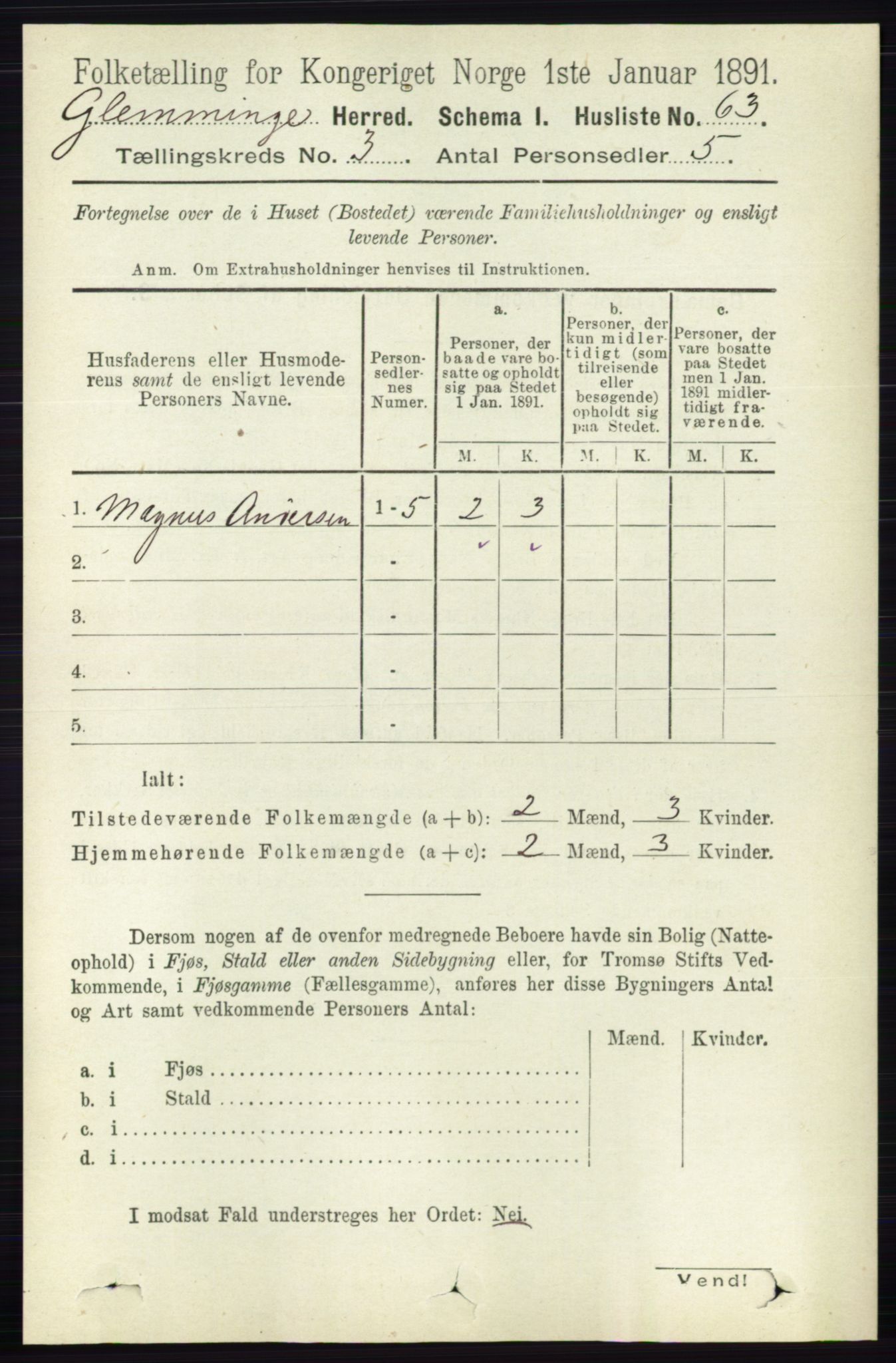 RA, 1891 census for 0132 Glemmen, 1891, p. 1855