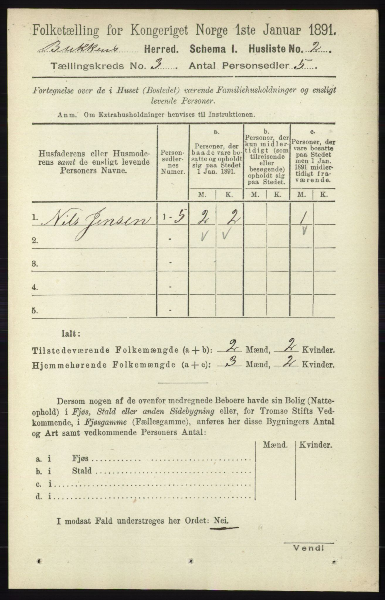 RA, 1891 census for 1145 Bokn, 1891, p. 592
