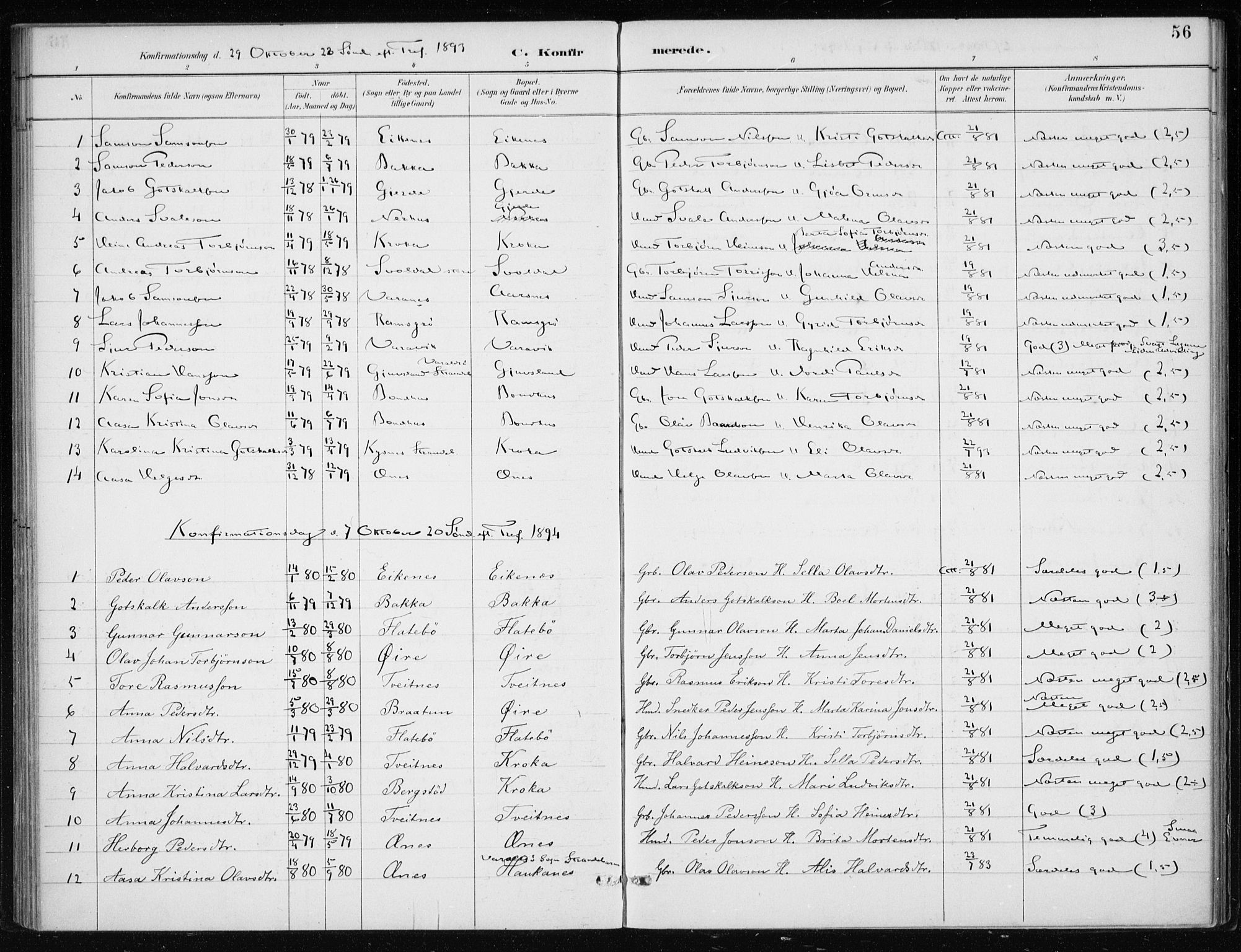 Kvinnherad sokneprestembete, SAB/A-76401/H/Haa: Parish register (official) no. F 1, 1887-1912, p. 56