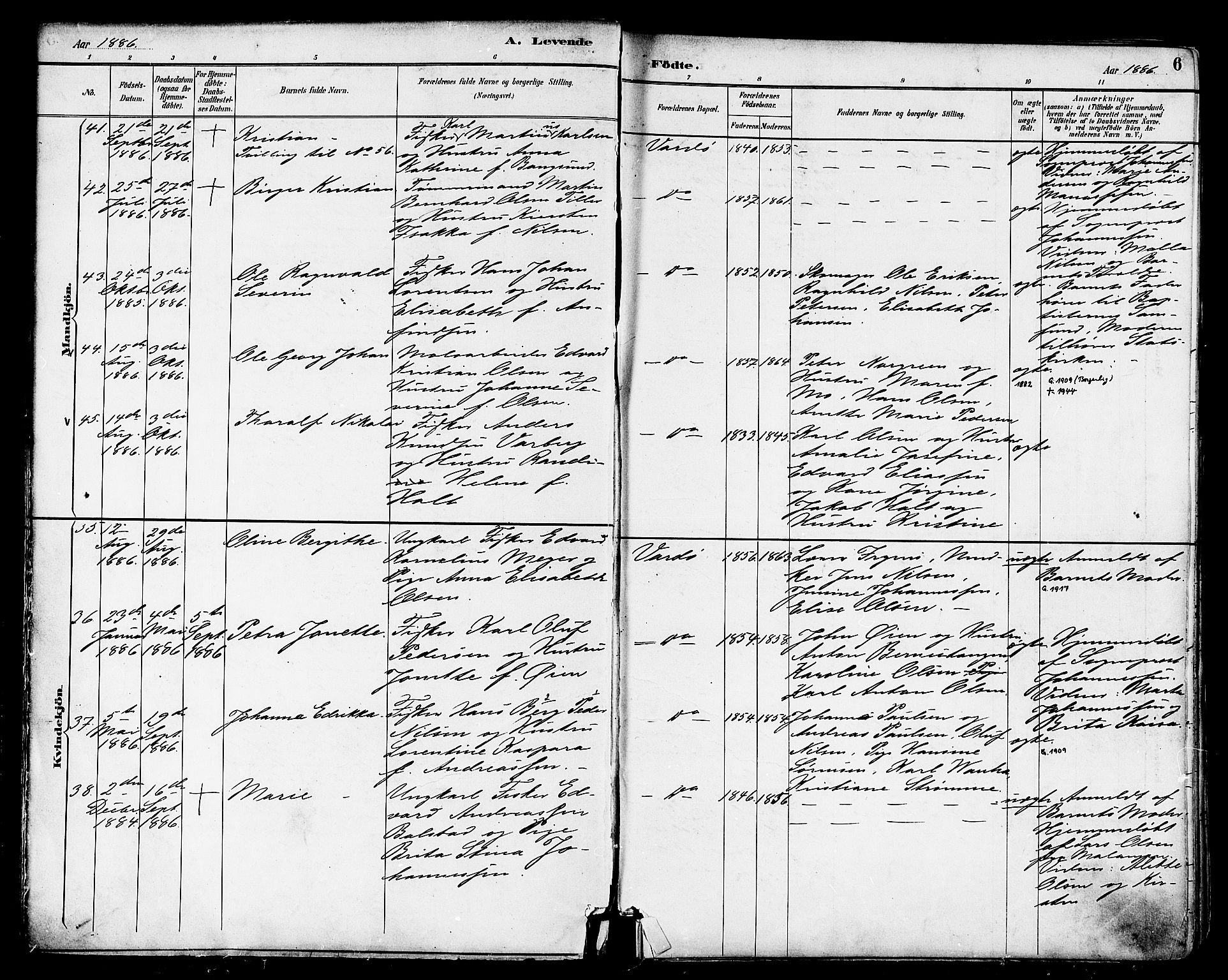 Vardø sokneprestkontor, AV/SATØ-S-1332/H/Ha/L0007kirke: Parish register (official) no. 7, 1886-1897, p. 6