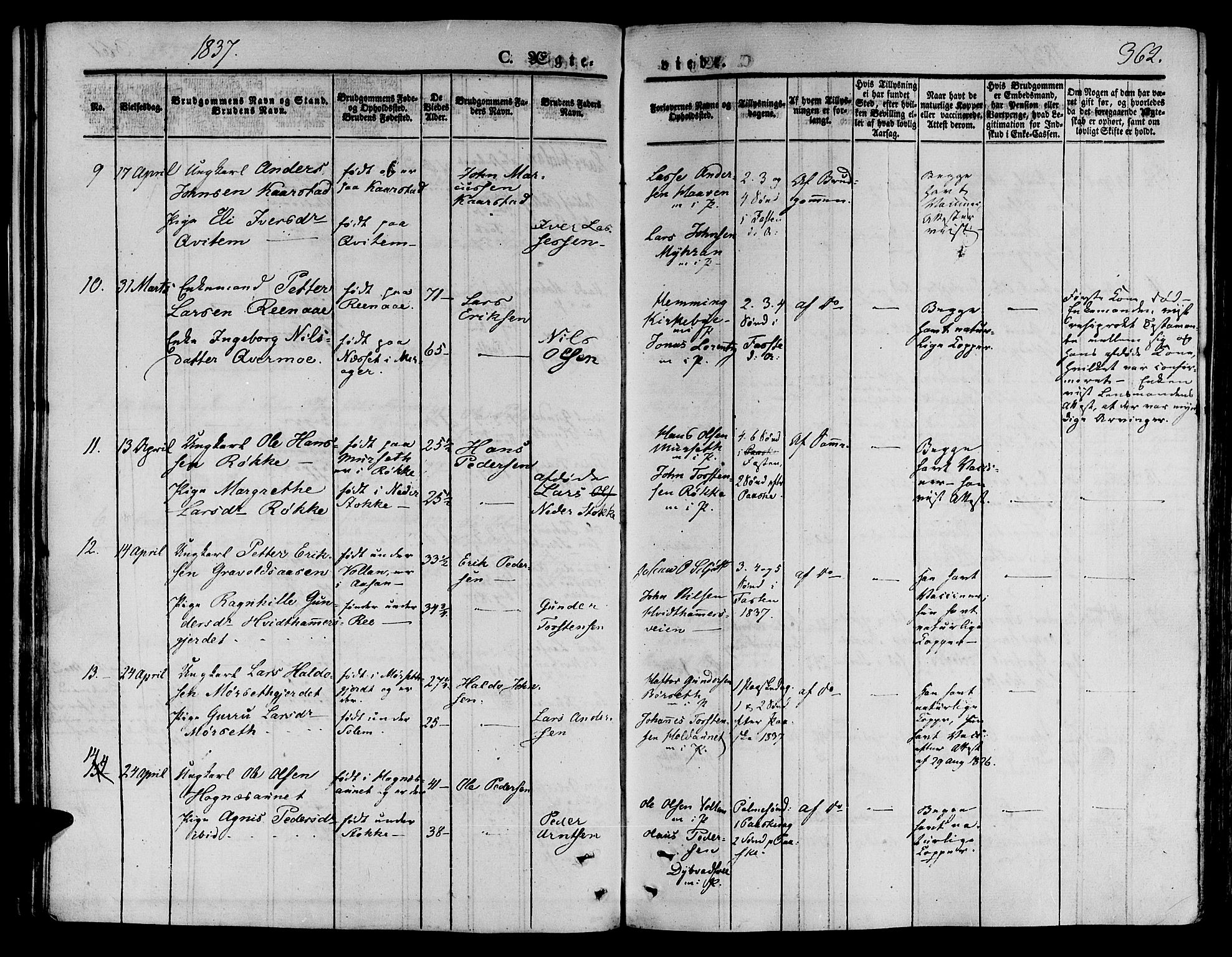 Ministerialprotokoller, klokkerbøker og fødselsregistre - Nord-Trøndelag, AV/SAT-A-1458/709/L0072: Parish register (official) no. 709A12, 1833-1844, p. 362