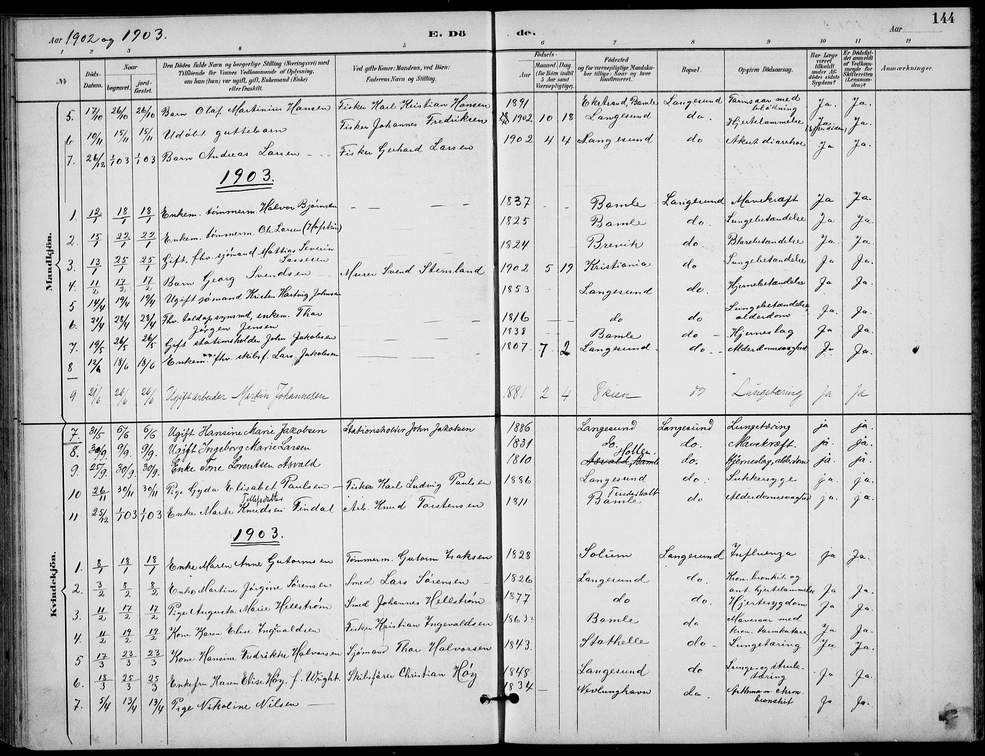 Langesund kirkebøker, SAKO/A-280/F/Fa/L0003: Parish register (official) no. 3, 1893-1907, p. 144