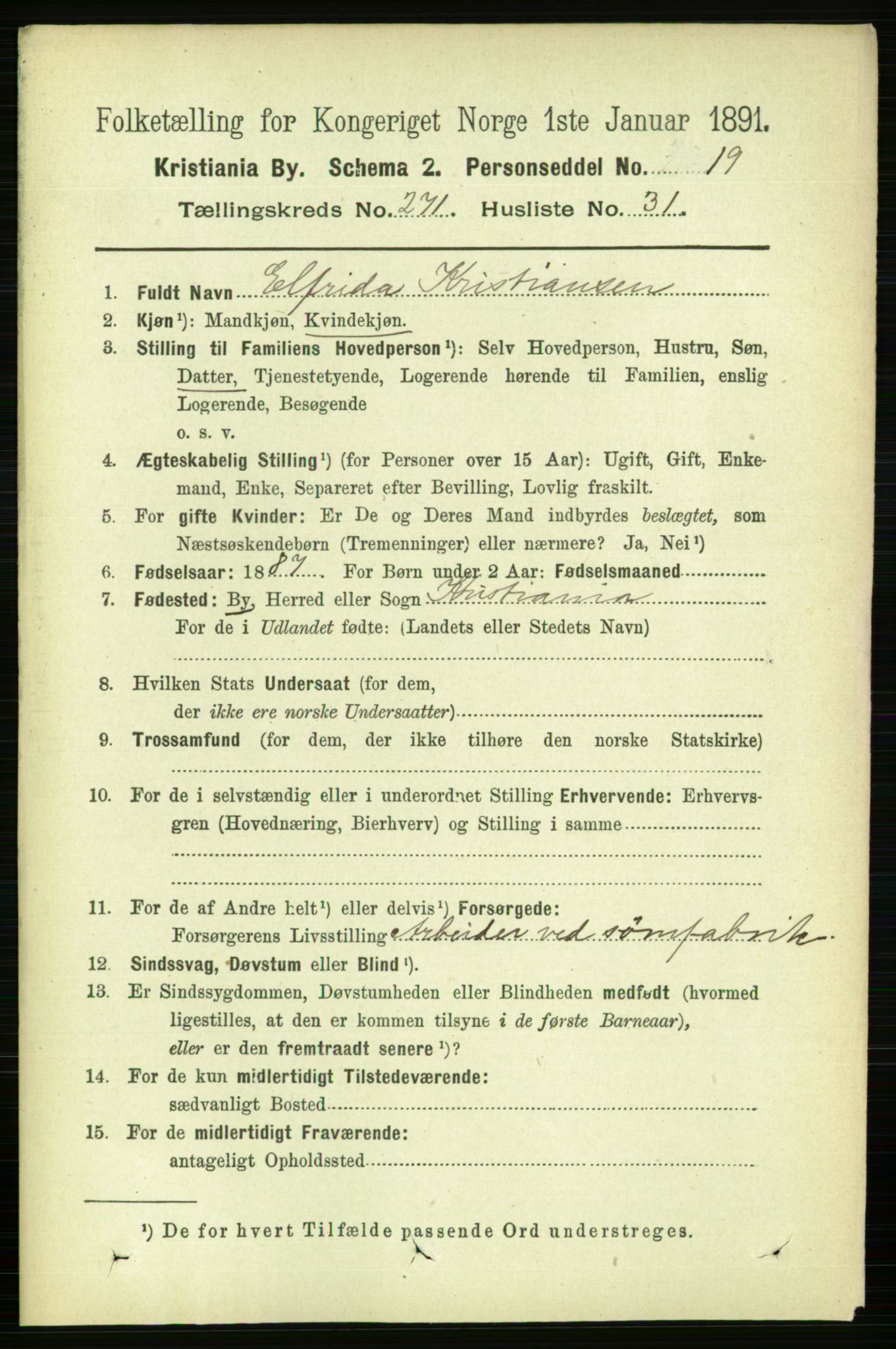 RA, 1891 census for 0301 Kristiania, 1891, p. 165106