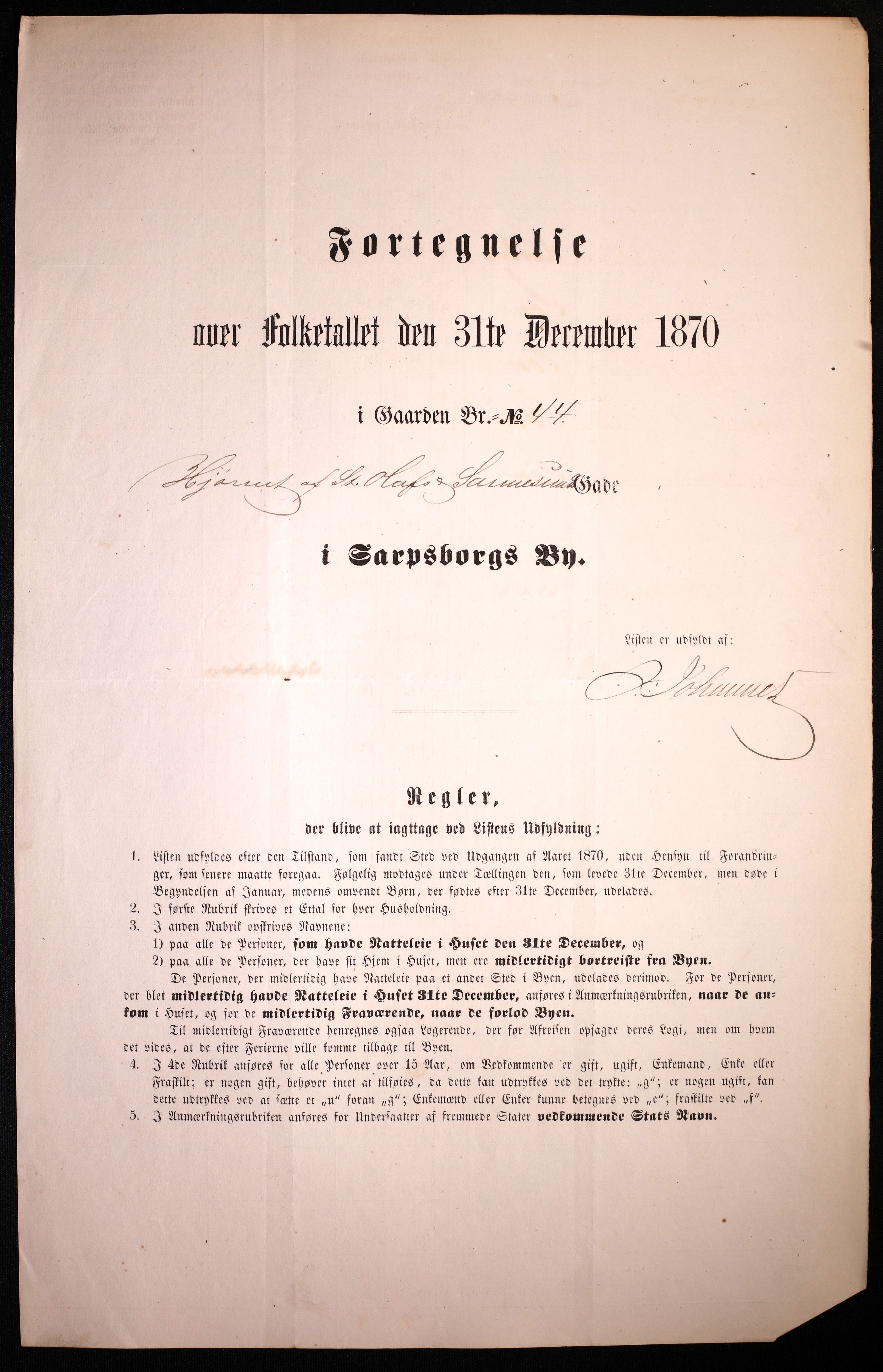 RA, 1870 census for 0102 Sarpsborg, 1870, p. 311