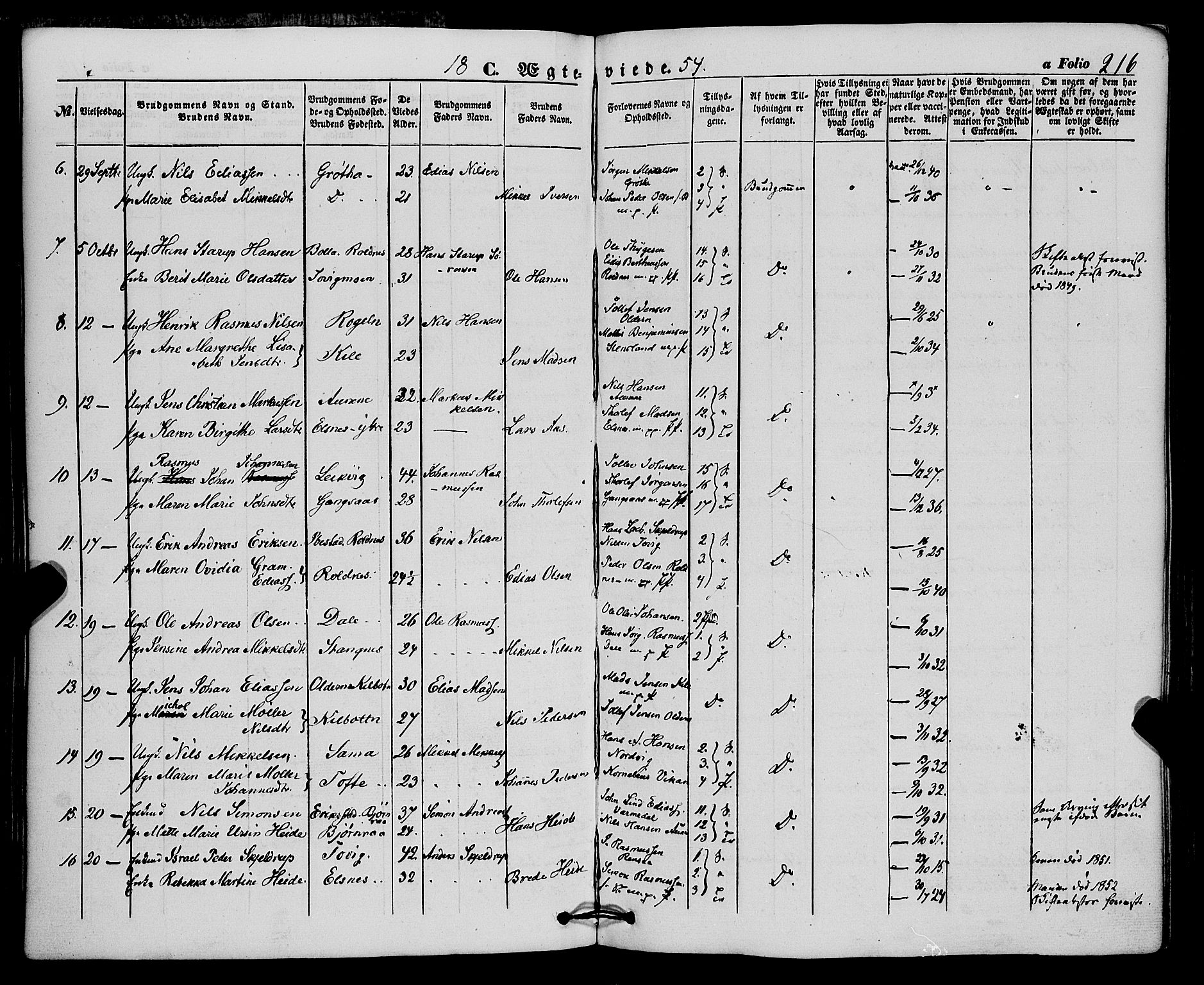 Trondenes sokneprestkontor, SATØ/S-1319/H/Ha/L0011kirke: Parish register (official) no. 11, 1853-1862, p. 216