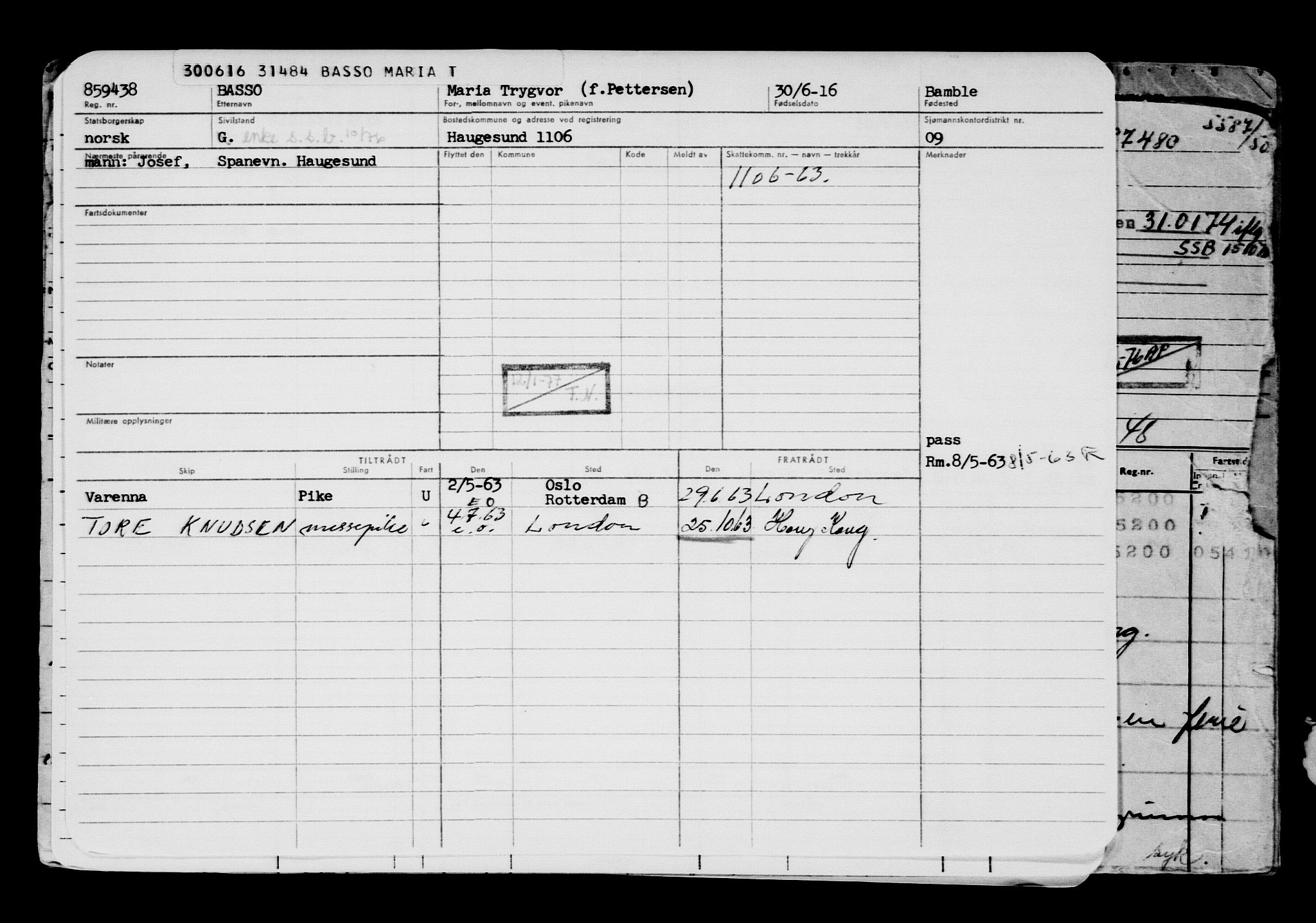 Direktoratet for sjømenn, RA/S-3545/G/Gb/L0140: Hovedkort, 1916, p. 437