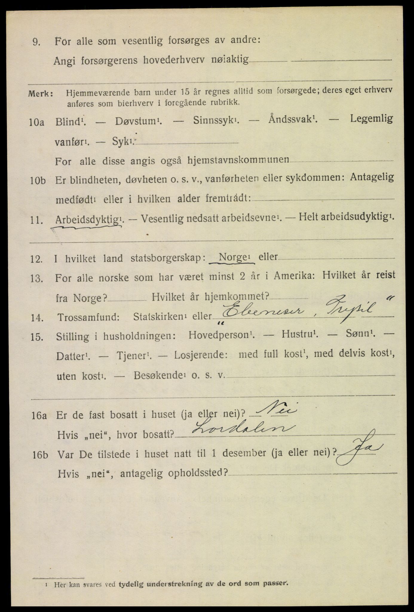 SAH, 1920 census for Trysil, 1920, p. 4306