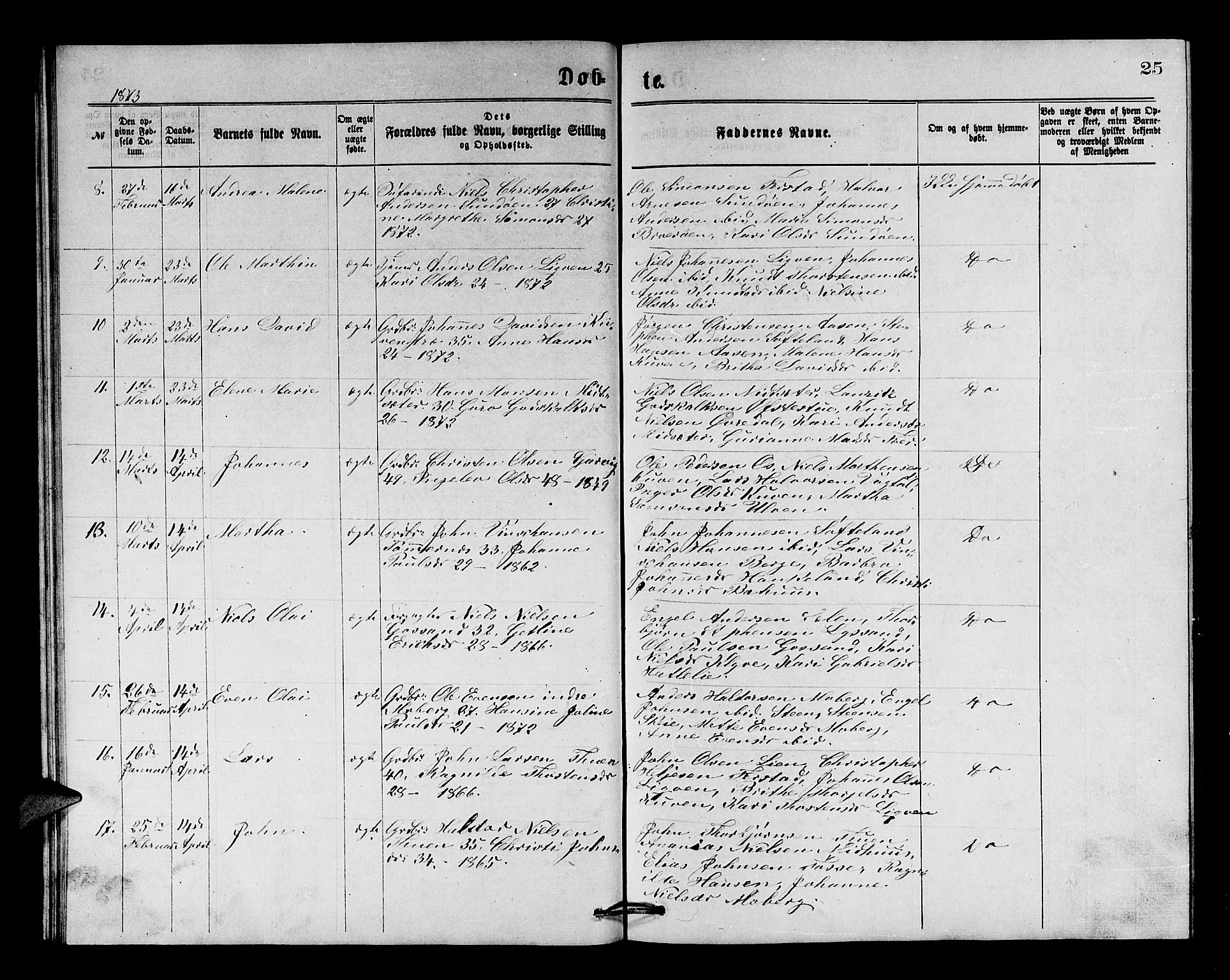 Os sokneprestembete, SAB/A-99929: Parish register (copy) no. A 1, 1869-1879, p. 25