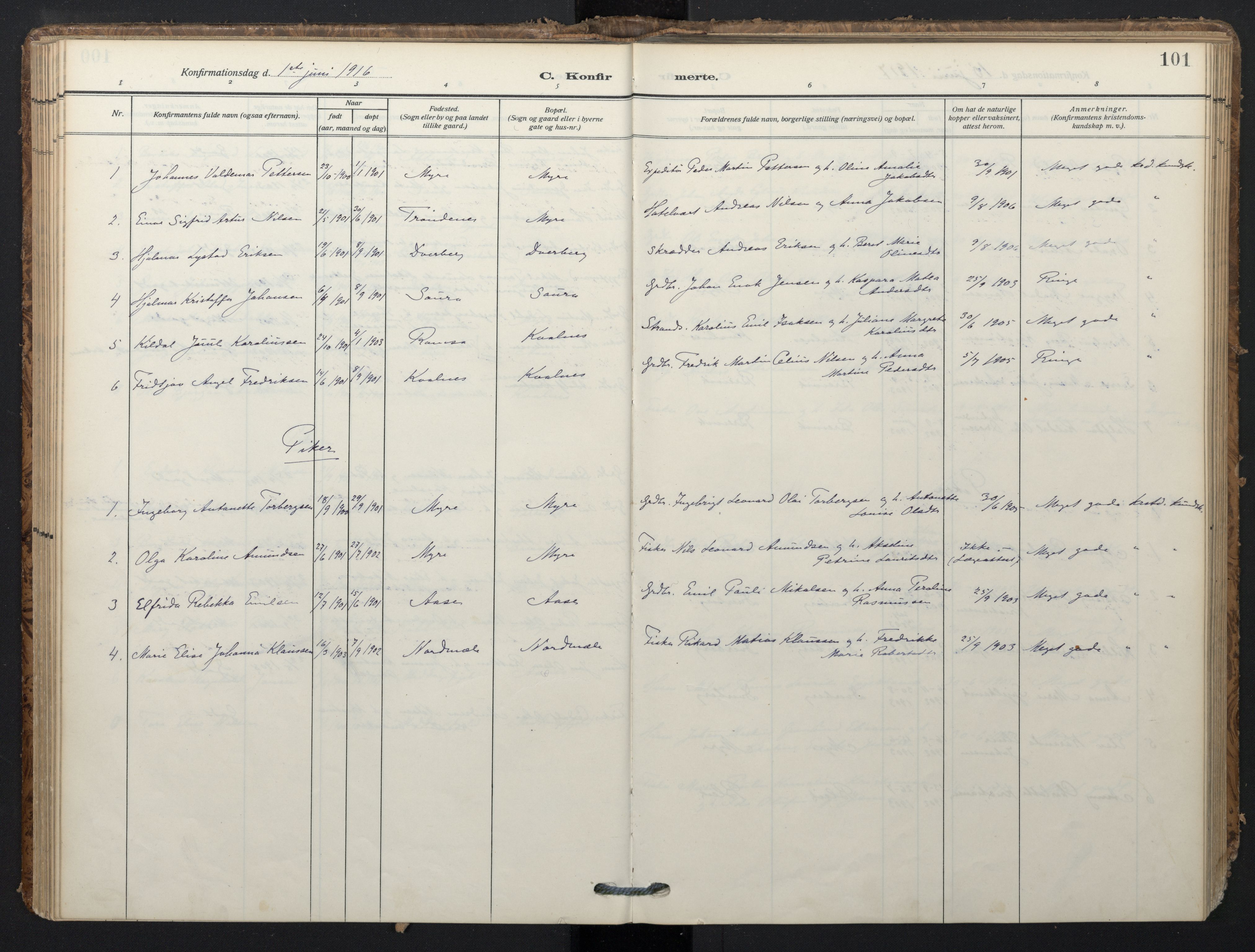 Ministerialprotokoller, klokkerbøker og fødselsregistre - Nordland, SAT/A-1459/897/L1401: Parish register (official) no. 897A08, 1909-1921, p. 101