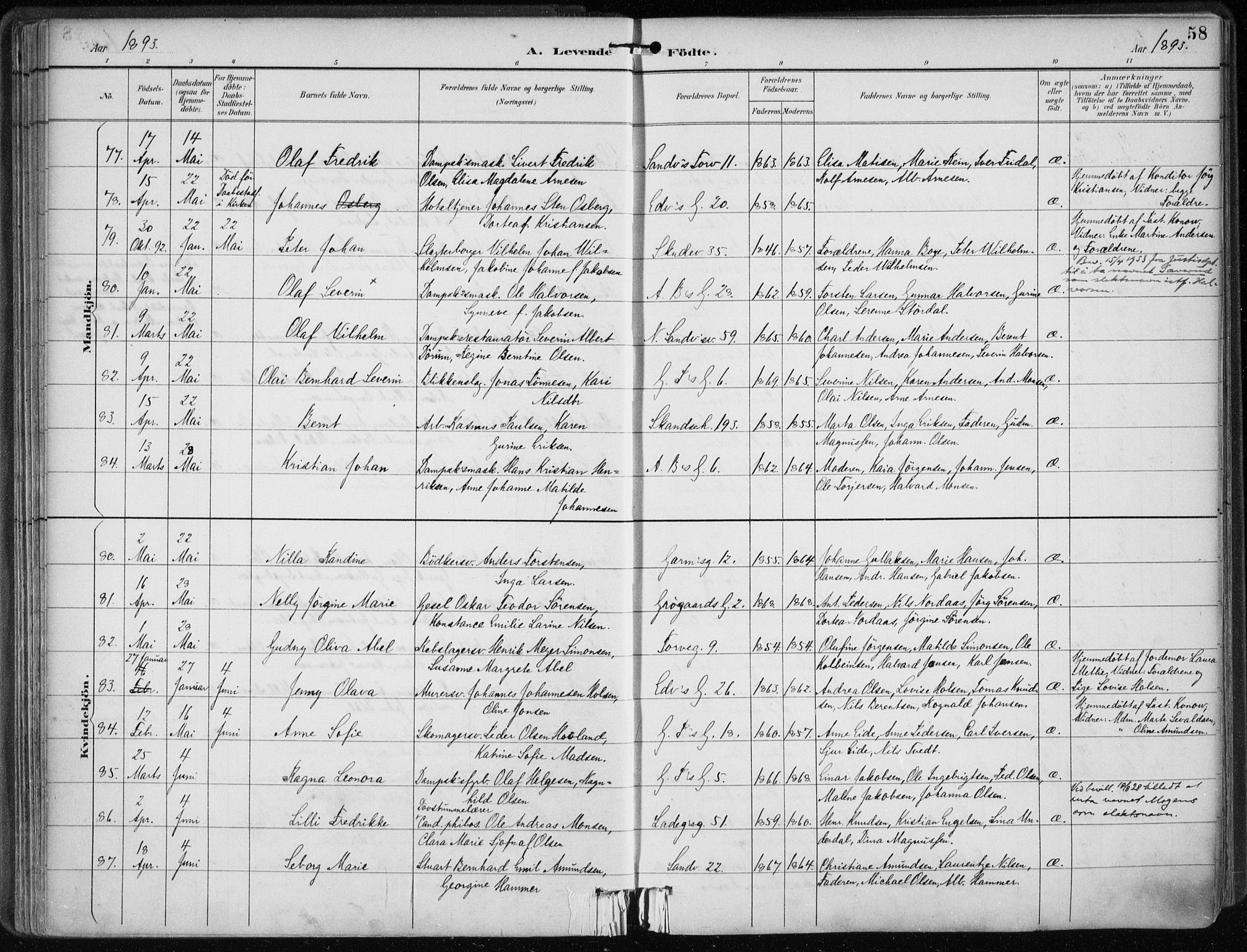 Sandviken Sokneprestembete, AV/SAB-A-77601/H/Ha/L0005: Parish register (official) no. B 2, 1891-1901, p. 58