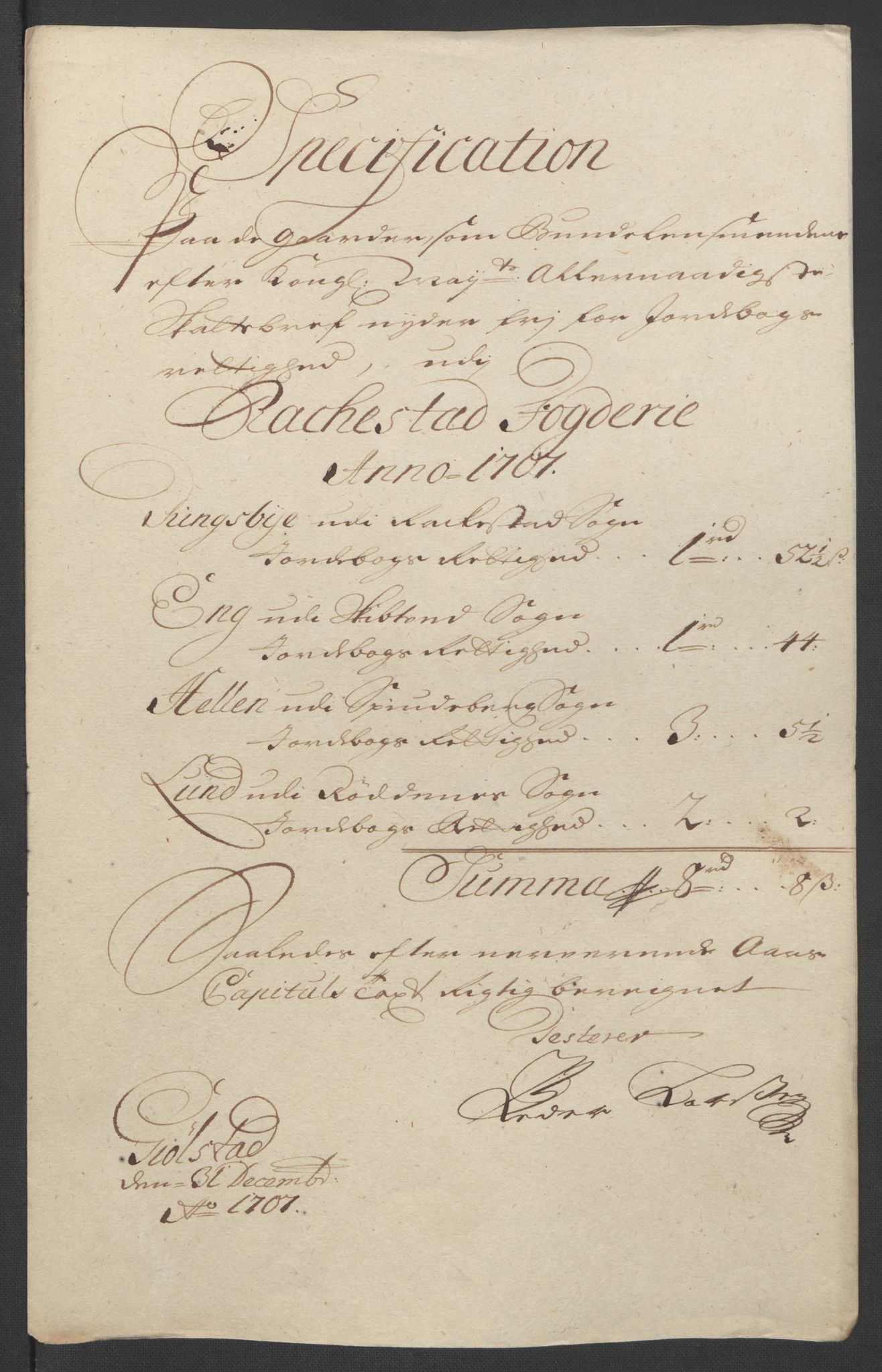 Rentekammeret inntil 1814, Reviderte regnskaper, Fogderegnskap, AV/RA-EA-4092/R07/L0299: Fogderegnskap Rakkestad, Heggen og Frøland, 1707, p. 152