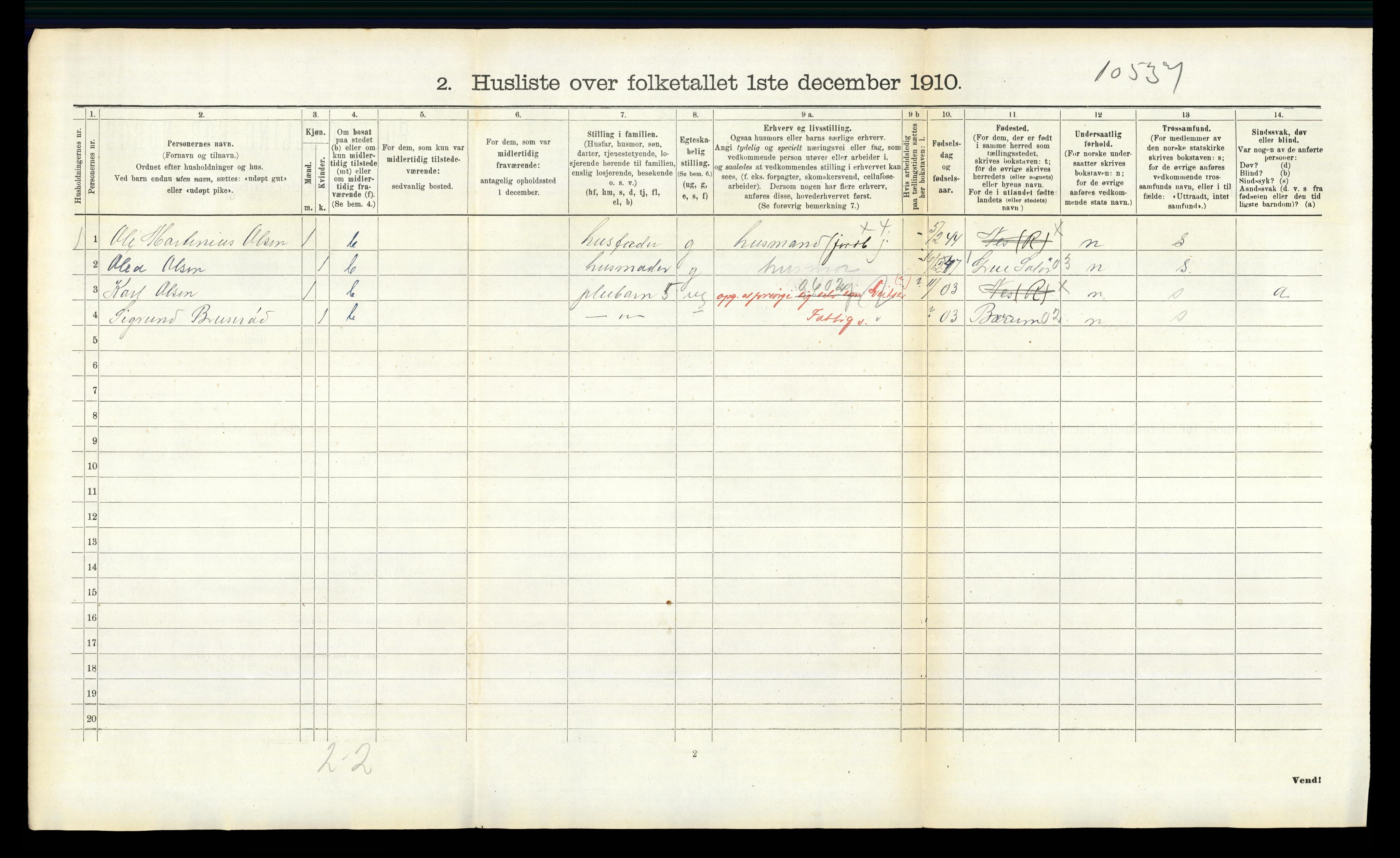 RA, 1910 census for Nes, 1910, p. 389