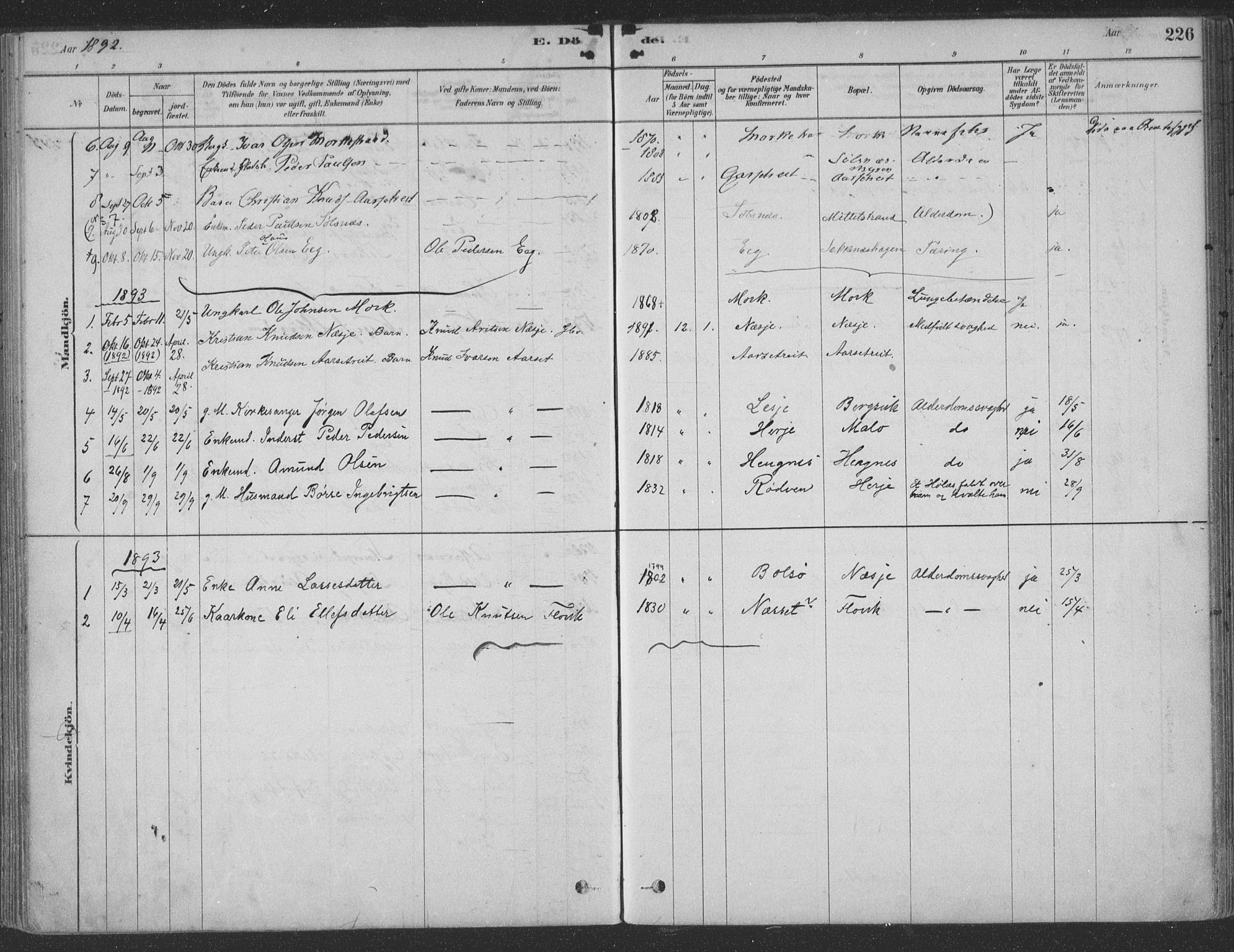 Ministerialprotokoller, klokkerbøker og fødselsregistre - Møre og Romsdal, AV/SAT-A-1454/547/L0604: Parish register (official) no. 547A06, 1878-1906, p. 226