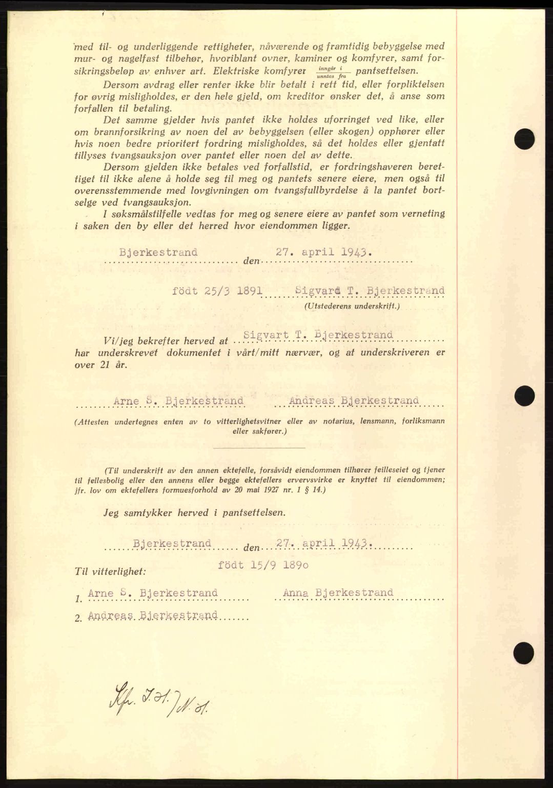 Nordmøre sorenskriveri, AV/SAT-A-4132/1/2/2Ca: Mortgage book no. B90, 1942-1943, Diary no: : 1586/1943