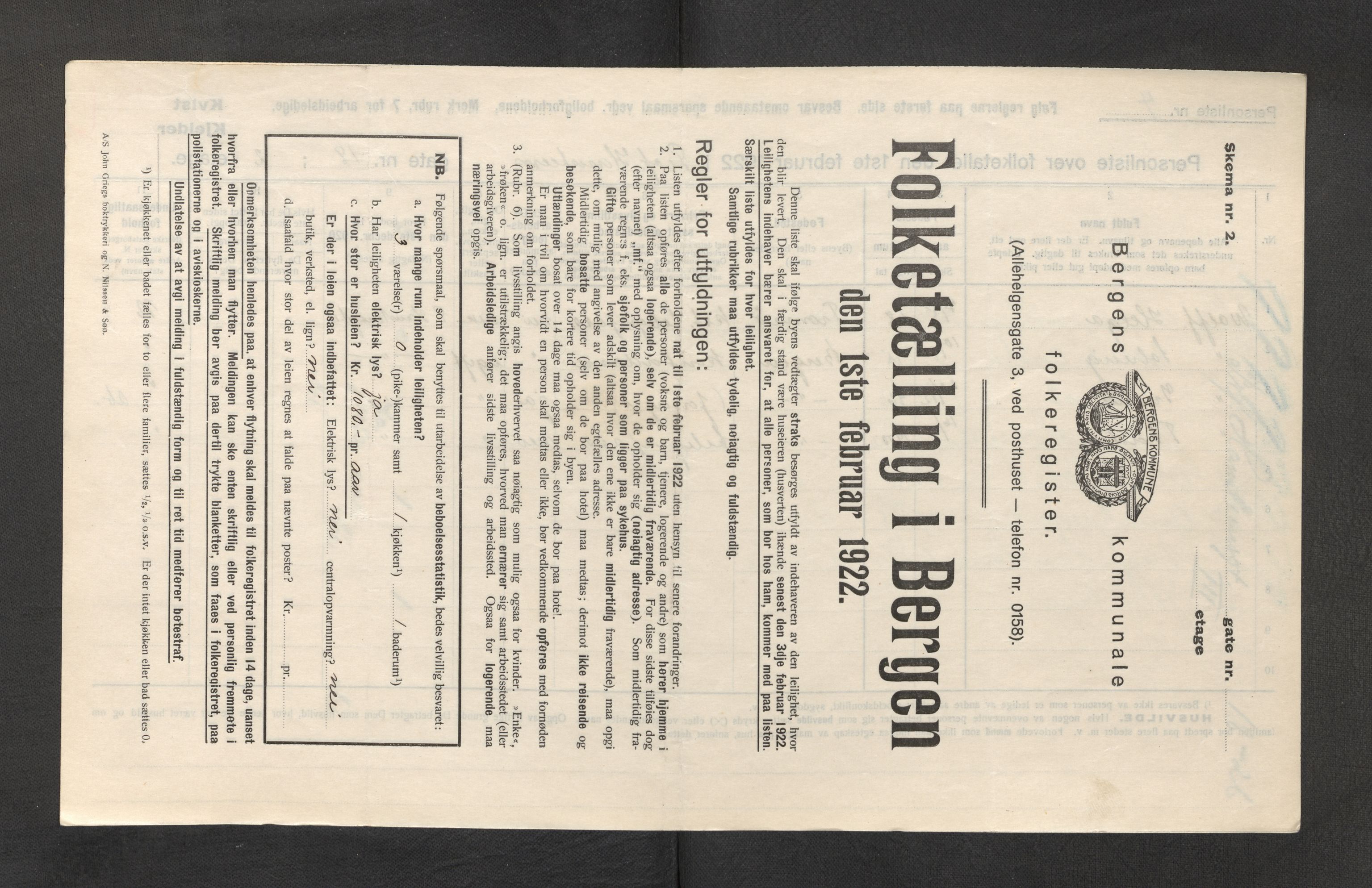 SAB, Municipal Census 1922 for Bergen, 1922, p. 31846