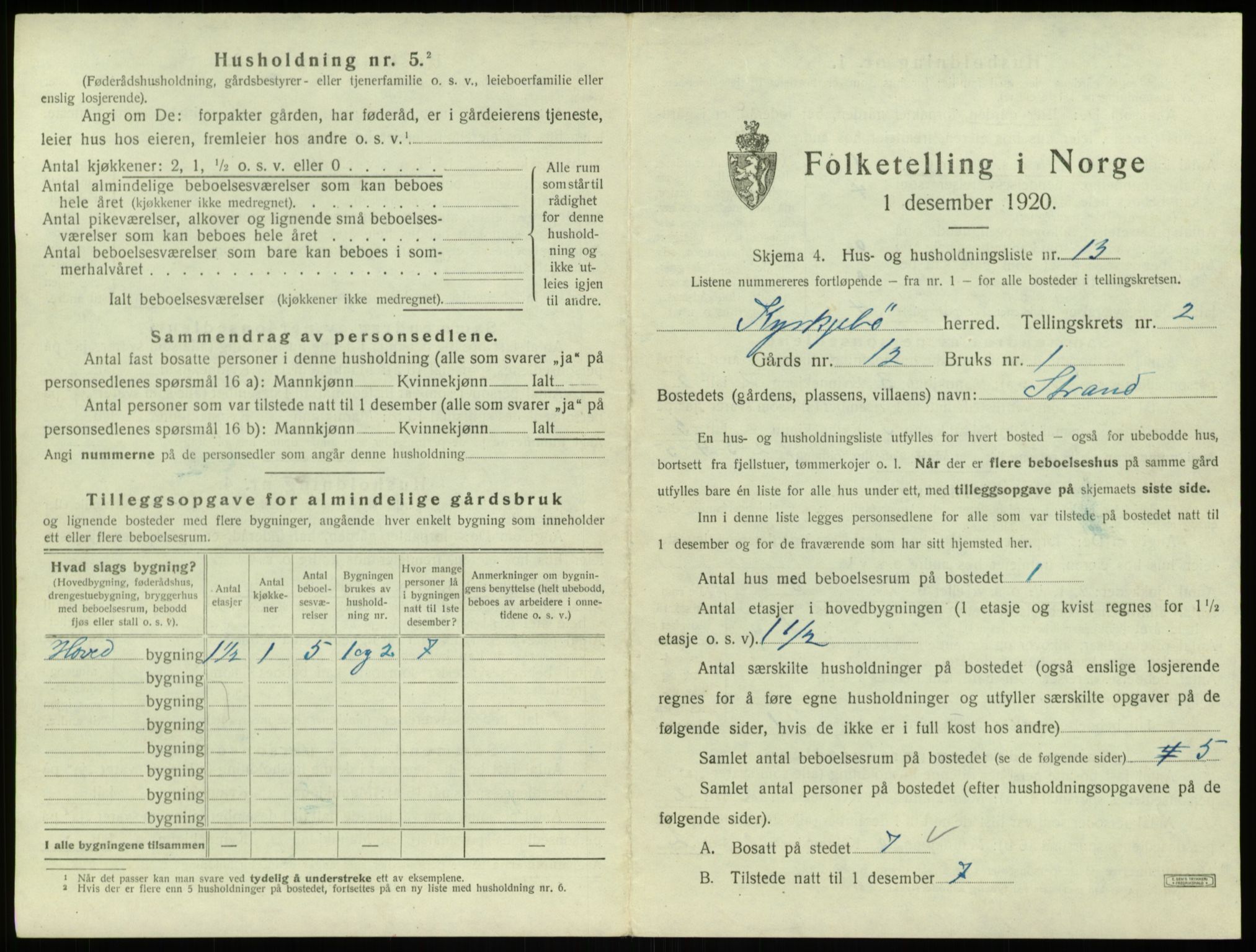 SAB, 1920 census for Kyrkjebø, 1920, p. 110